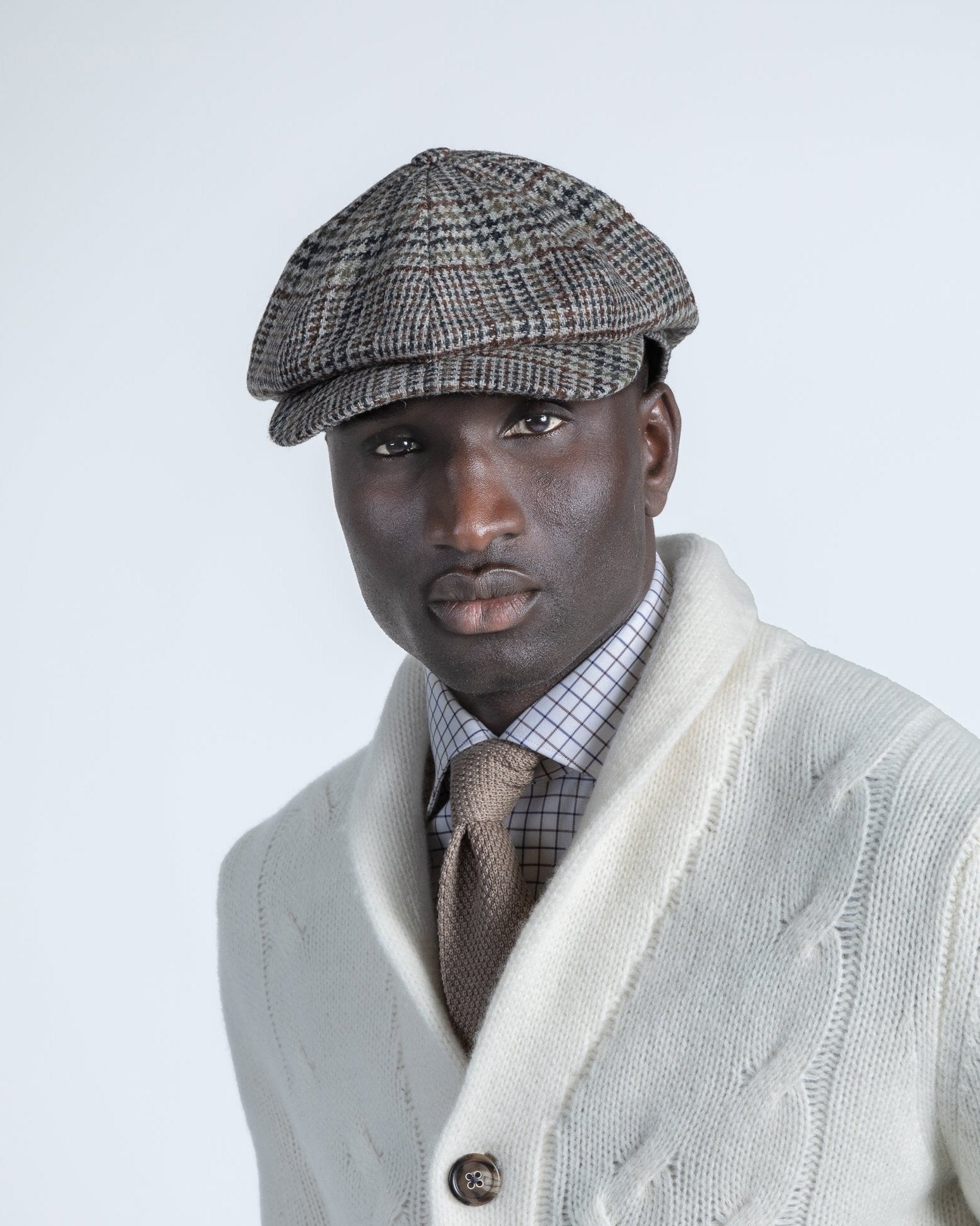 Newspaper Boy Cap in Houndstooth Check – Turo - Main Image