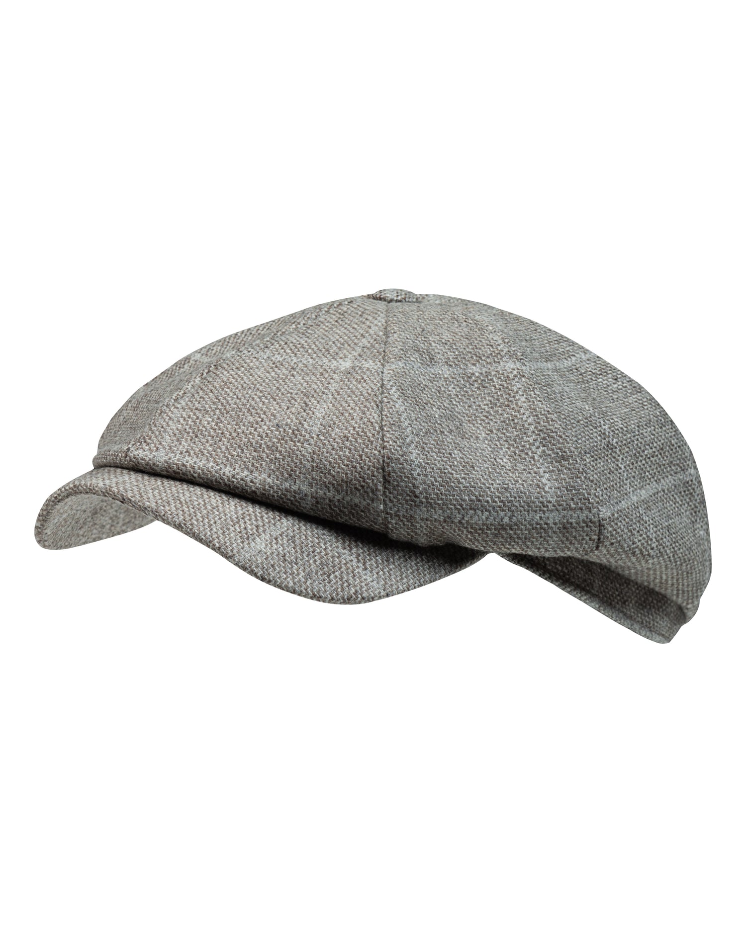 Newspaper Boy Cap in Grey Herringbone Wool Flannel By Lanificio Di Pray (8454901367114)