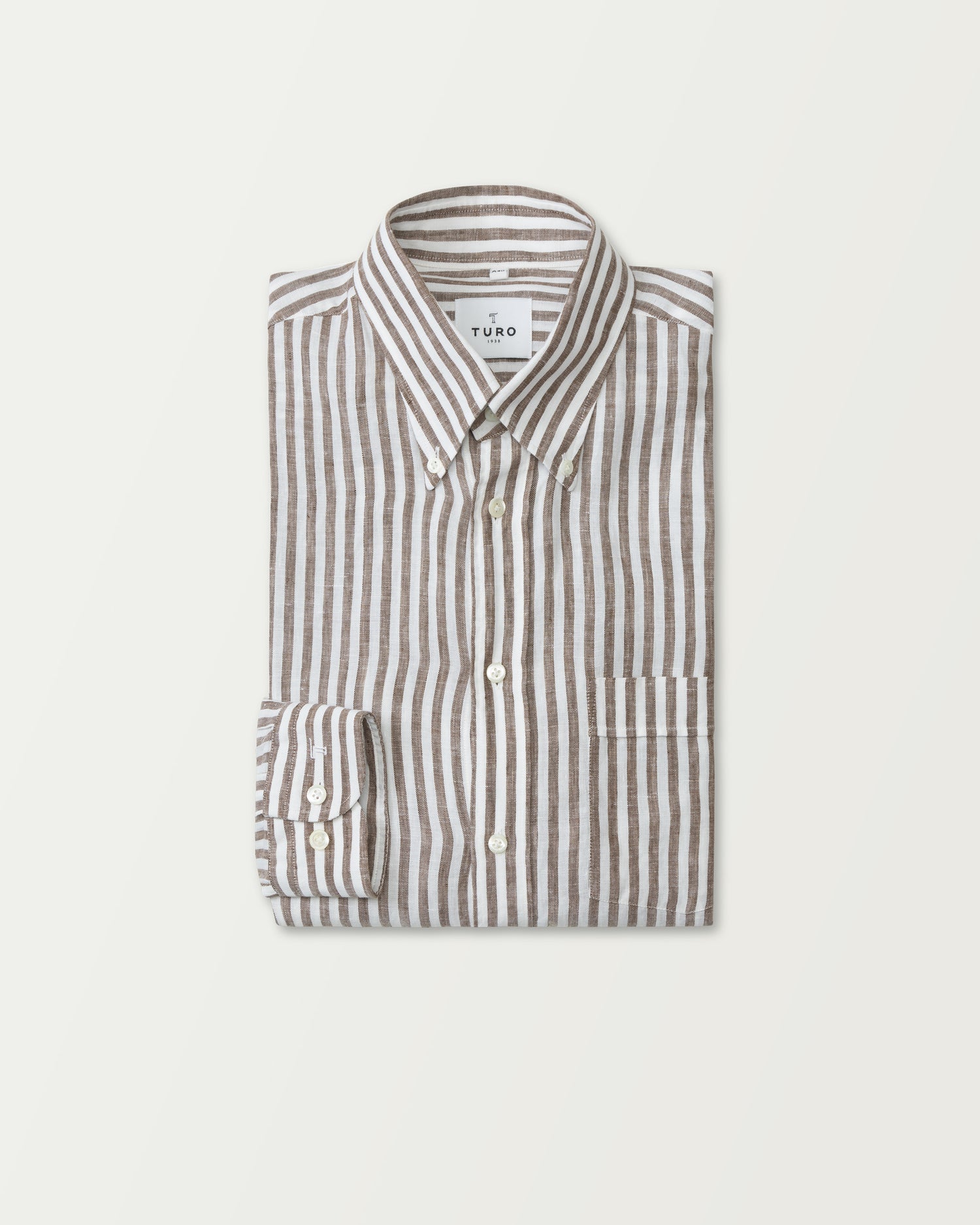 Brown & White Stripe Linen Shirt (8669795385674)