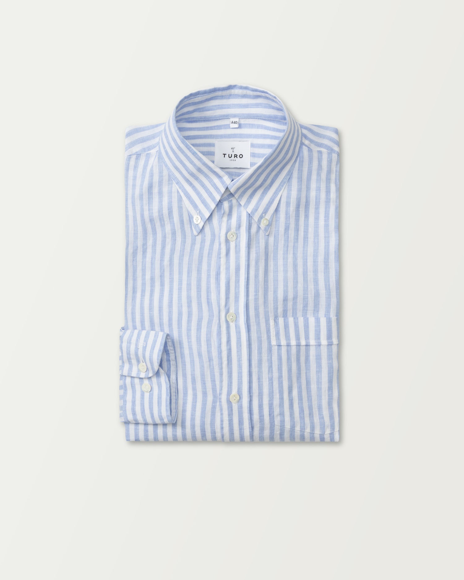 Light Blue & White Stripe Linen Shirt (8669817012554)