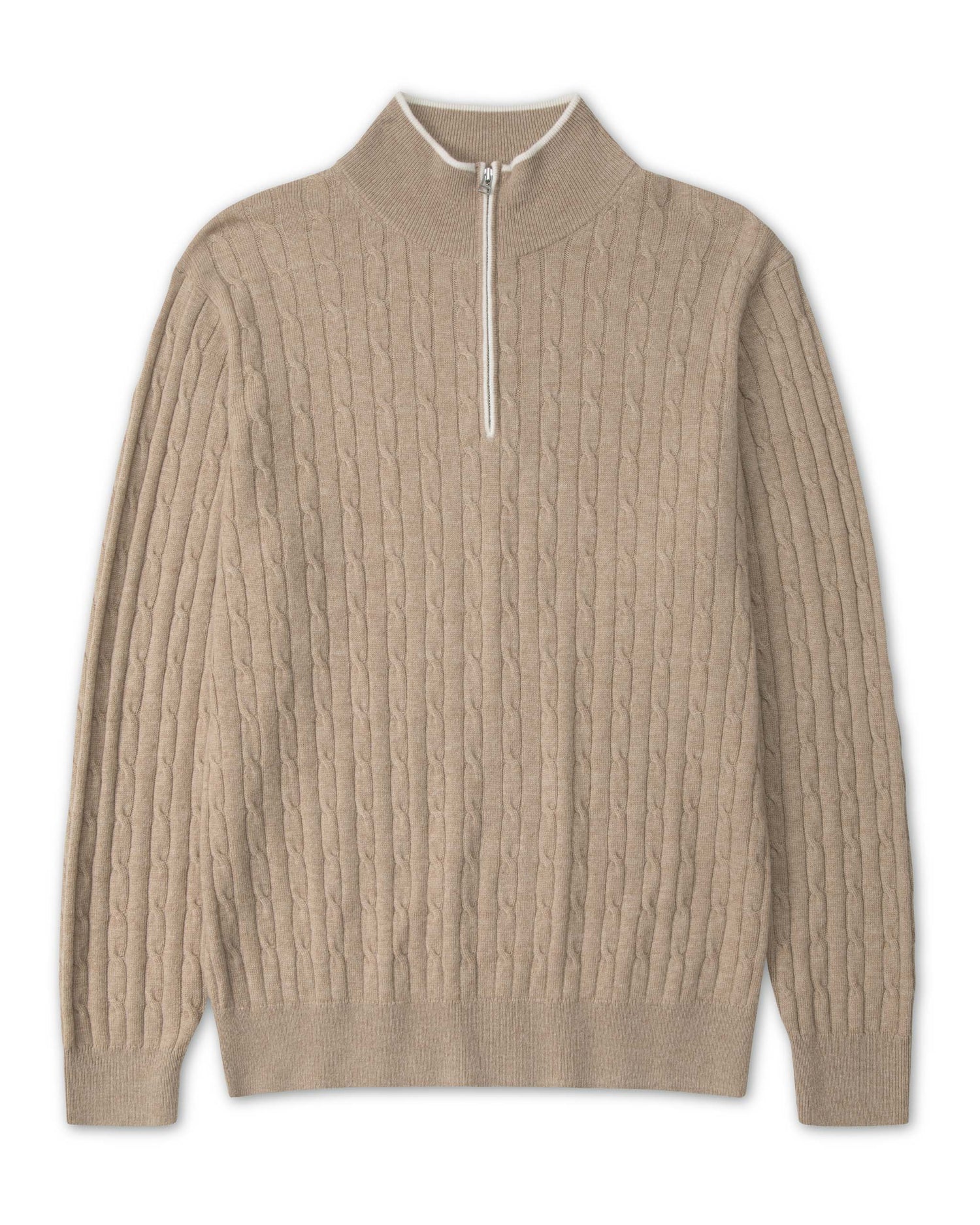 Nigel beige cable zip neck (8454688244042)