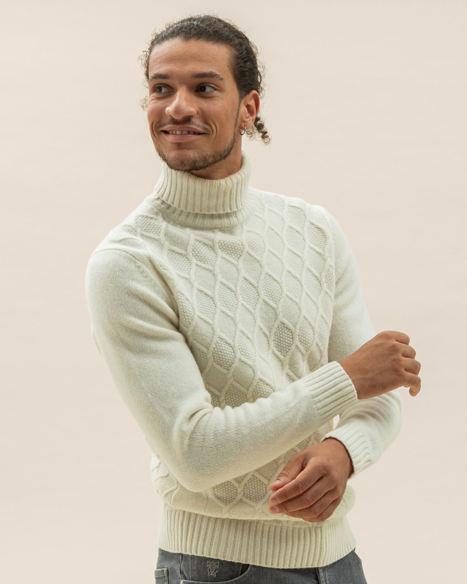 Chunky Wool Cable Ivory Rollneck (7787380048094)