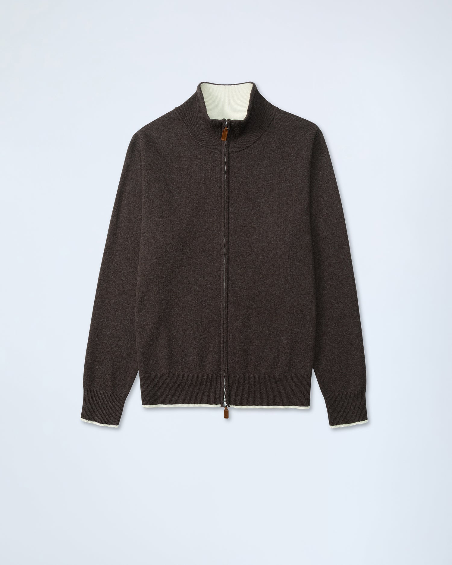 Zip-up Sweater in Dark Brown (10259262636362)