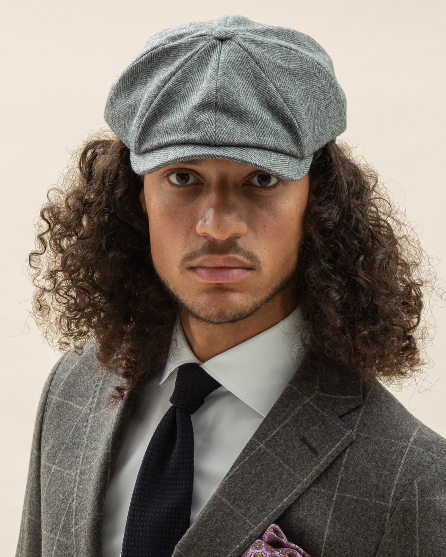 Newspaper Boy Cap in Grey Wool-Cashmere Flannel By Lanificio Di Pray (8454897467722)
