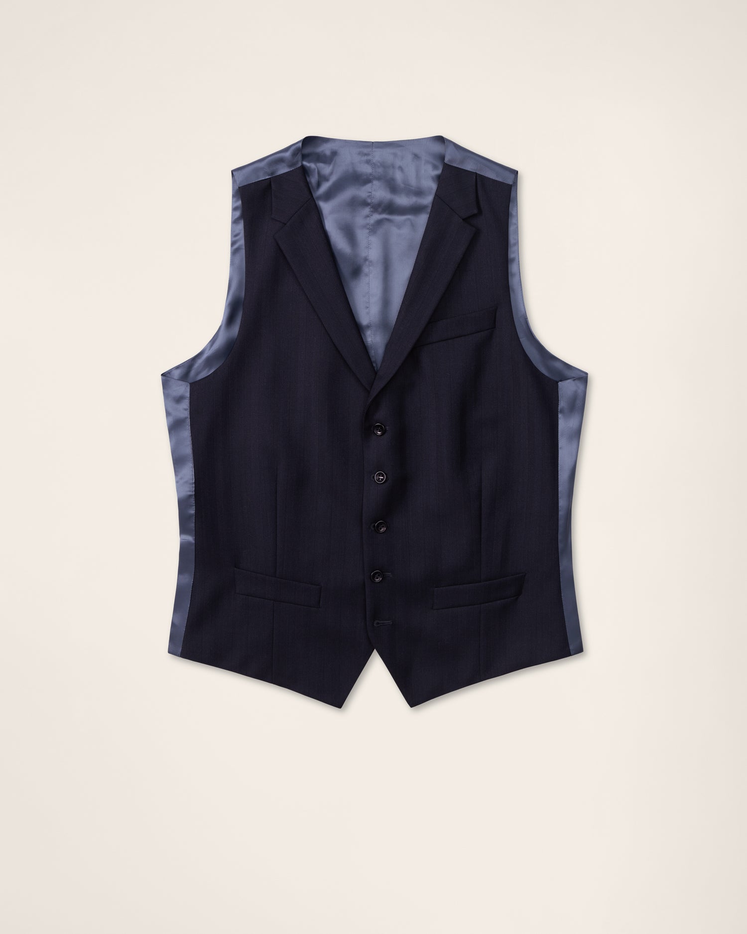 Elegant Wool Suit in Navy Herringbone