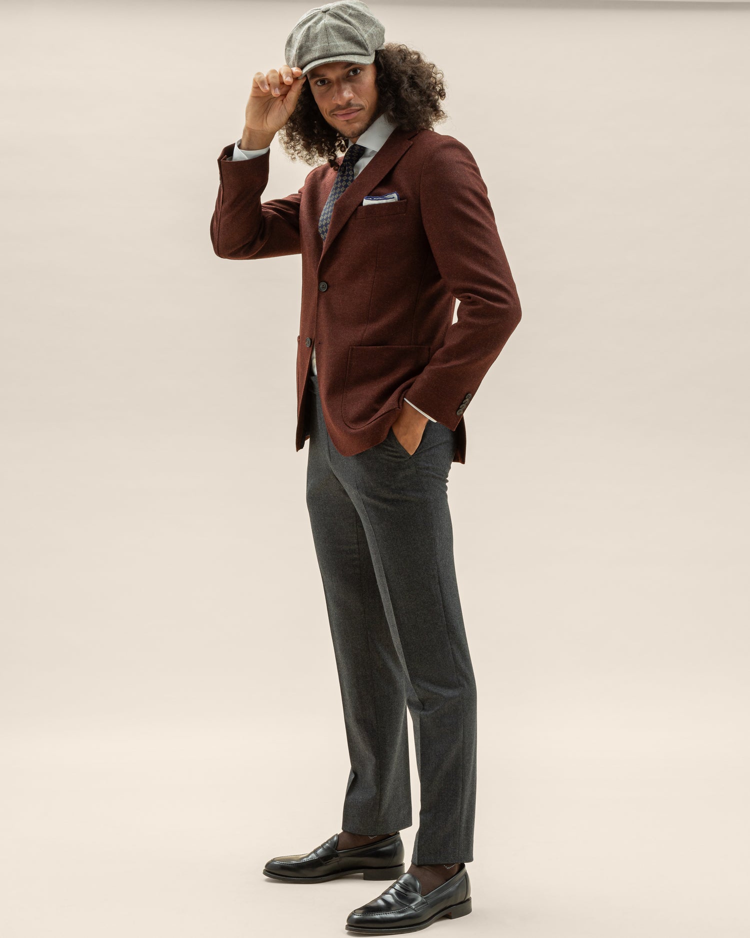 Burgundy Blazer in Lanificio Di Pray Cashmere-Wool (8456538980682)