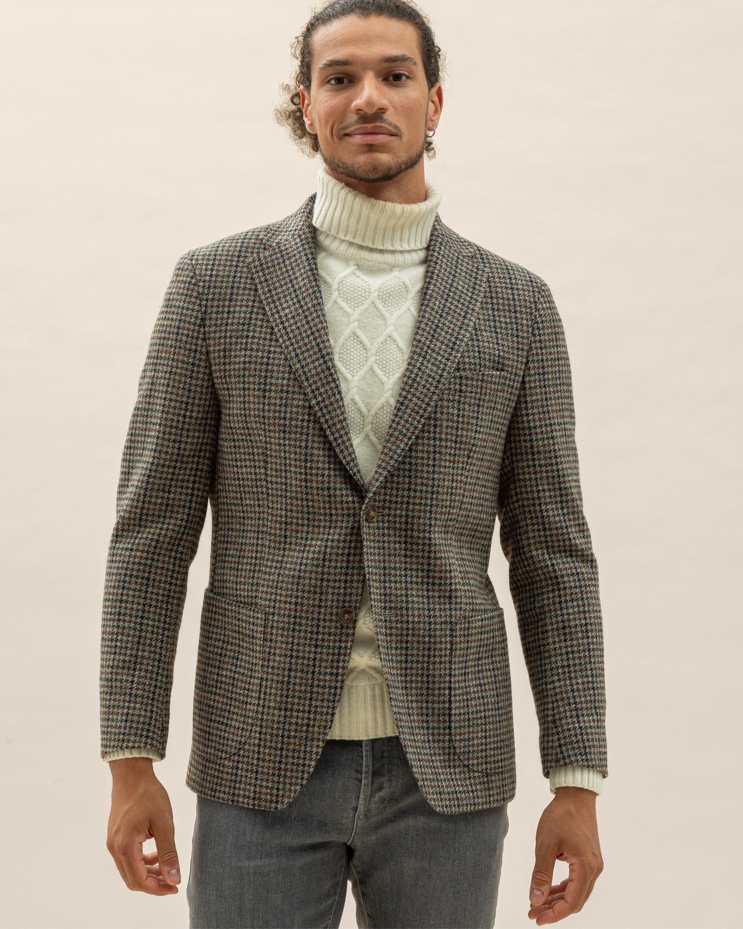 Houndstooth Blazer in Lanificio Di Pray Wool (8459018207562)
