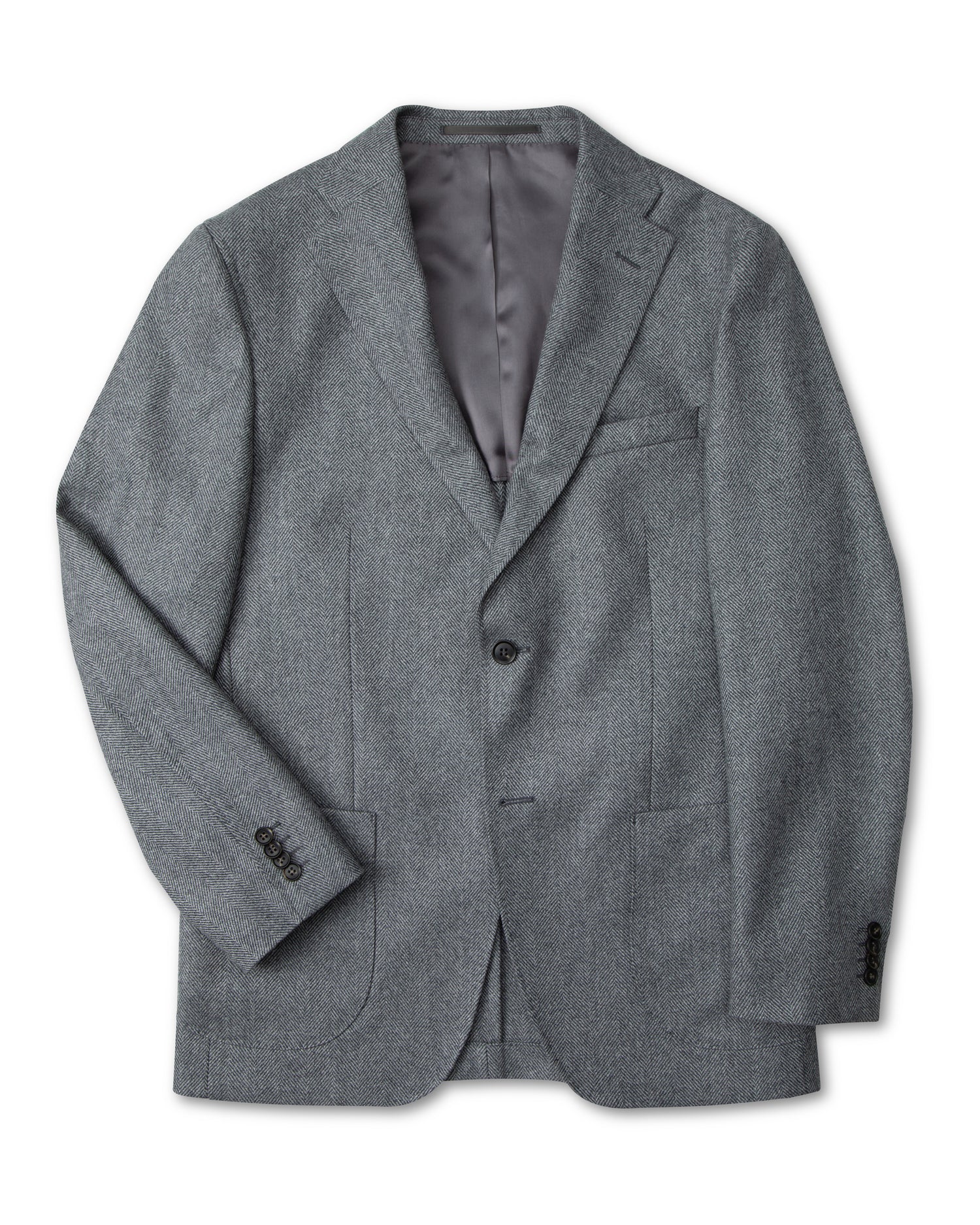 7472.2502.17 Grey Herringbone Buffalo Blazer in Lanificio Di Pray Wool (8459015487818)