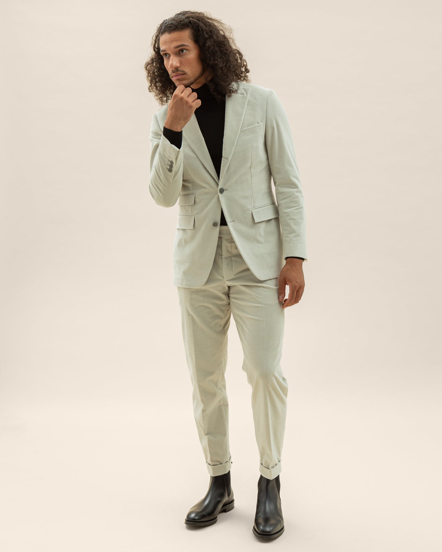 Light Grey Corduroy Suit in Slim fit (8479819923786)