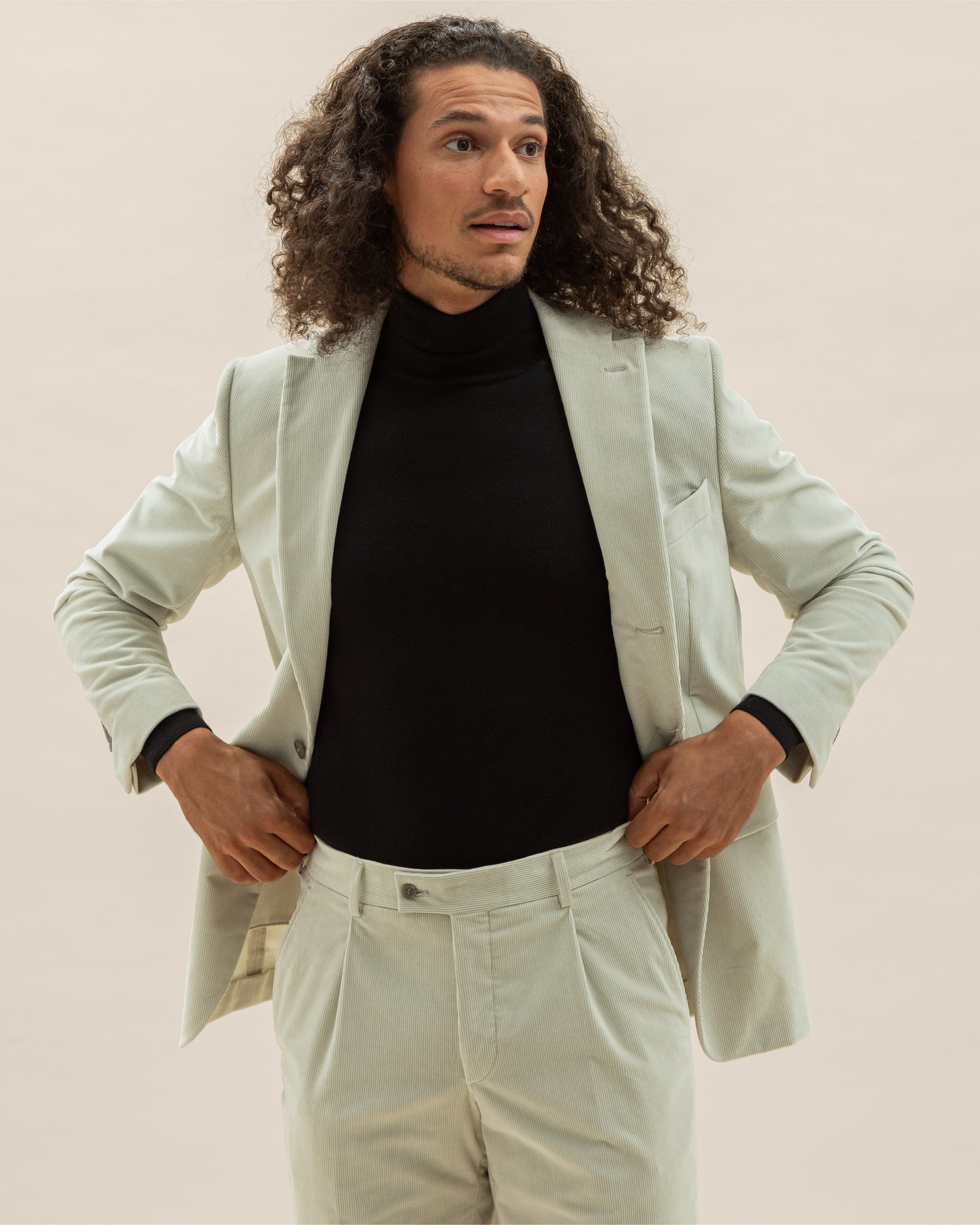 Light Grey Corduroy Suit in Slim fit (8479819923786)