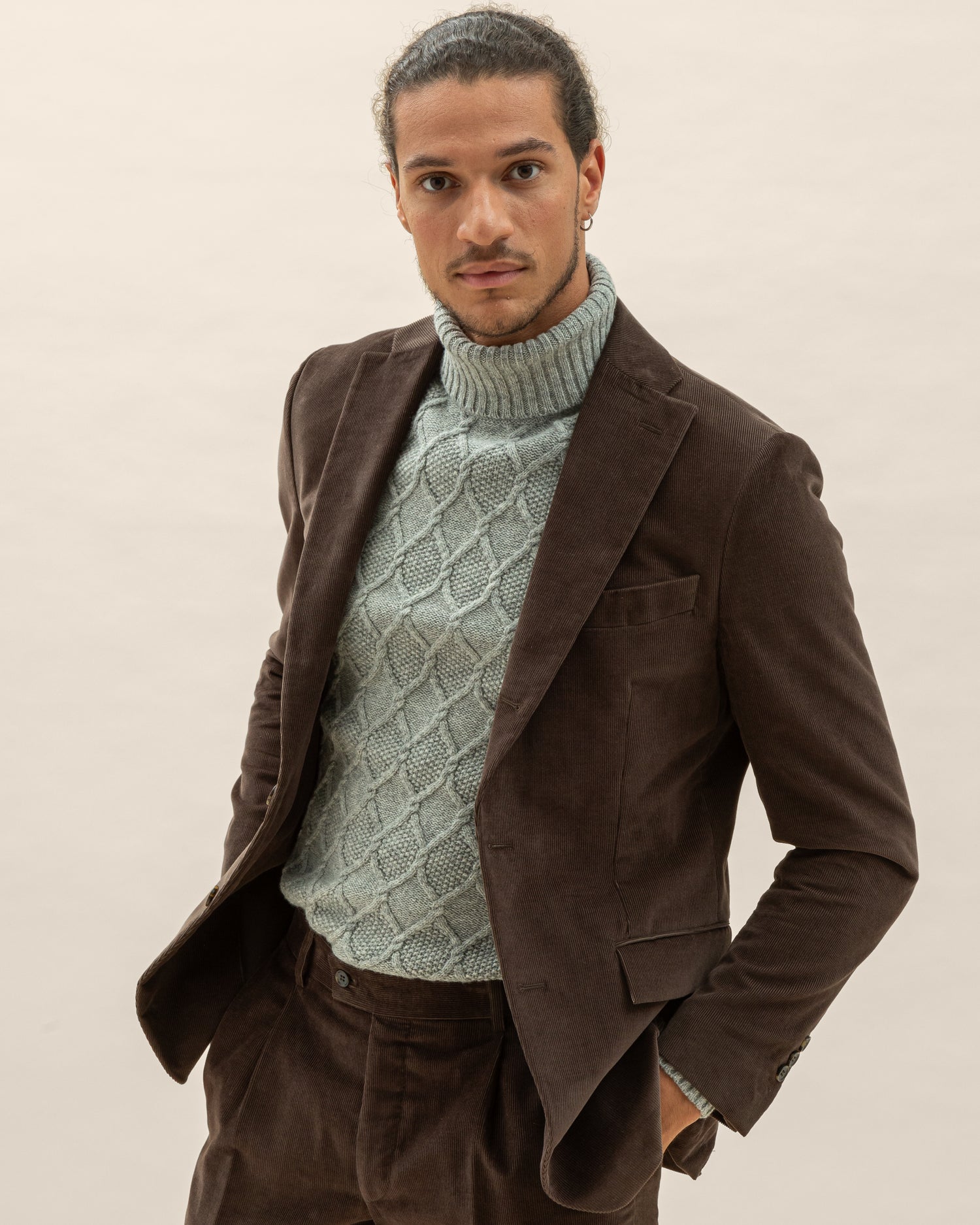 Brown Corduroy Suit in Slim fit (8480000475466)