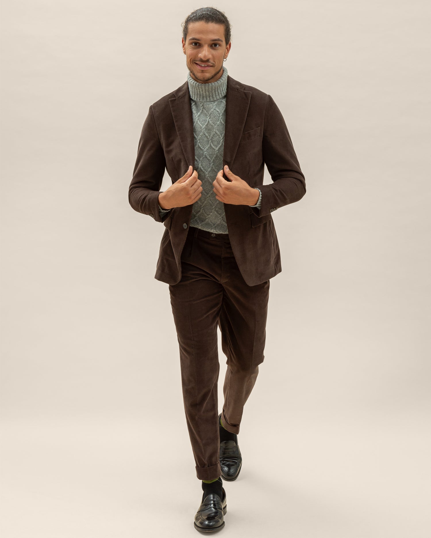 Brown Corduroy Suit in Slim fit (8480000475466)