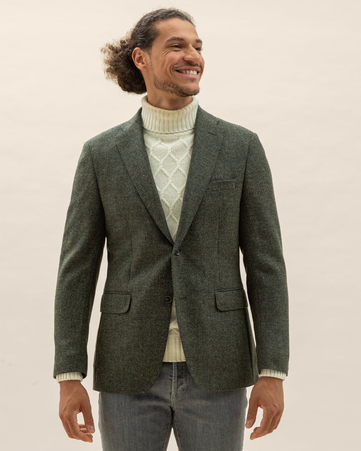 Forest Green Blazer in Bottoli wool-cashmere-cotton (8456859320650)