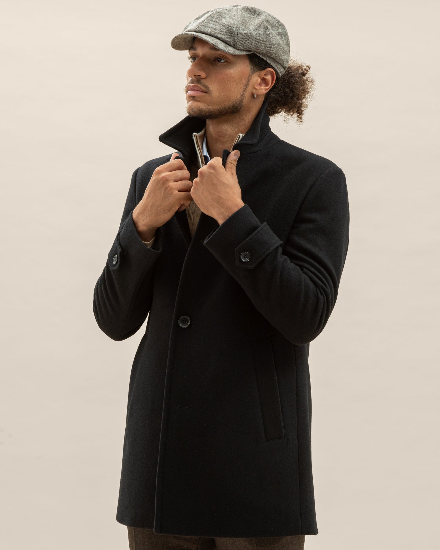 Casual Toronto Herringbone Wool Coat in Navy Blue (8533123498314)