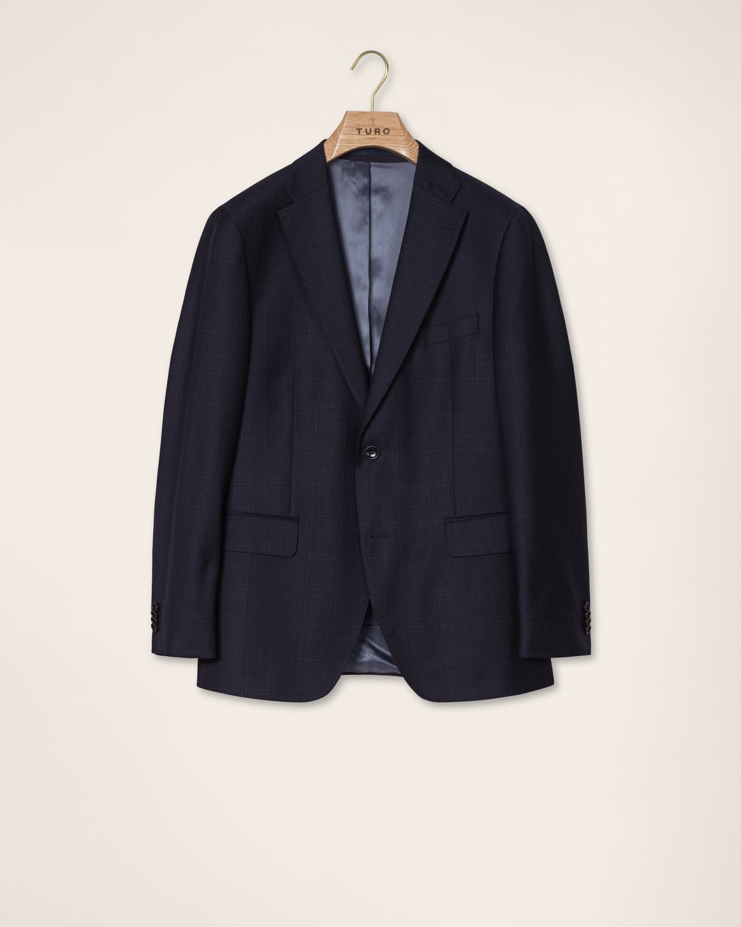 Premium Wool Suit in Navy Check