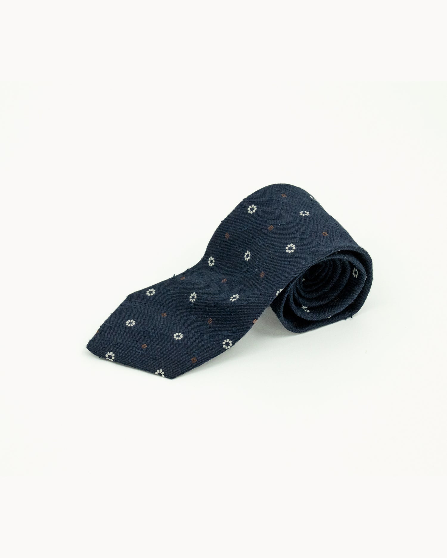 Soft Floral Shantung Tie in Dark Blue Silk (8807967293770)