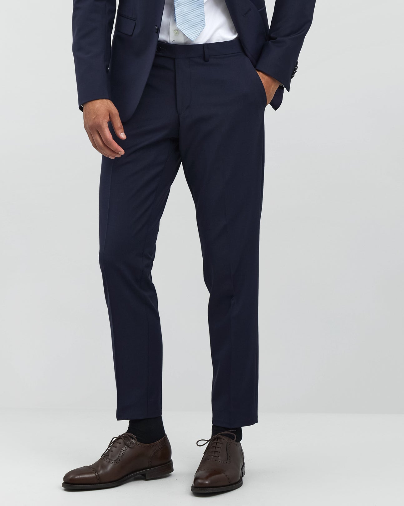 Navy Blue Athlete Fit Suit in Stretch Fabric (2079960137790)