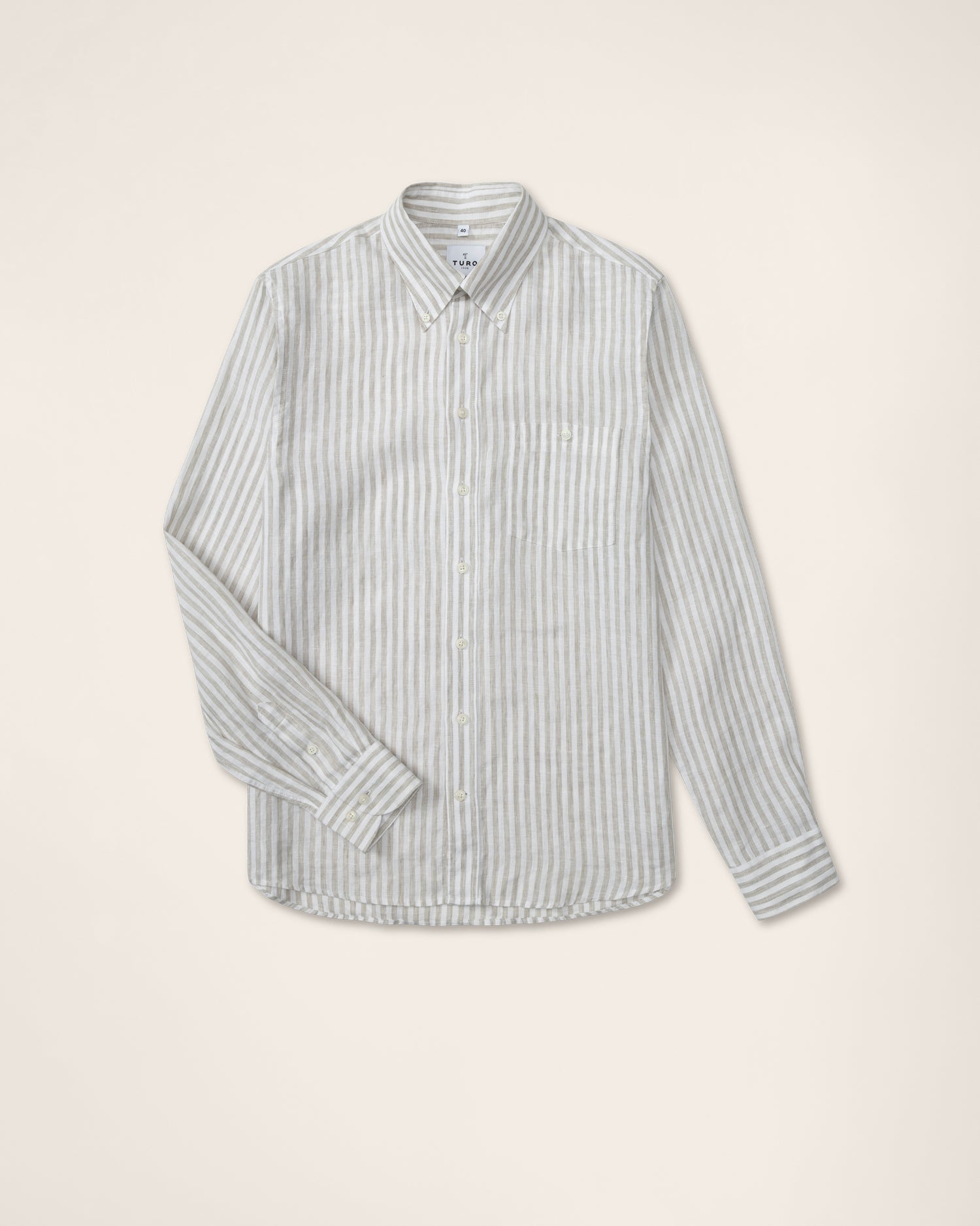 Beige Stripe Linen Shirt