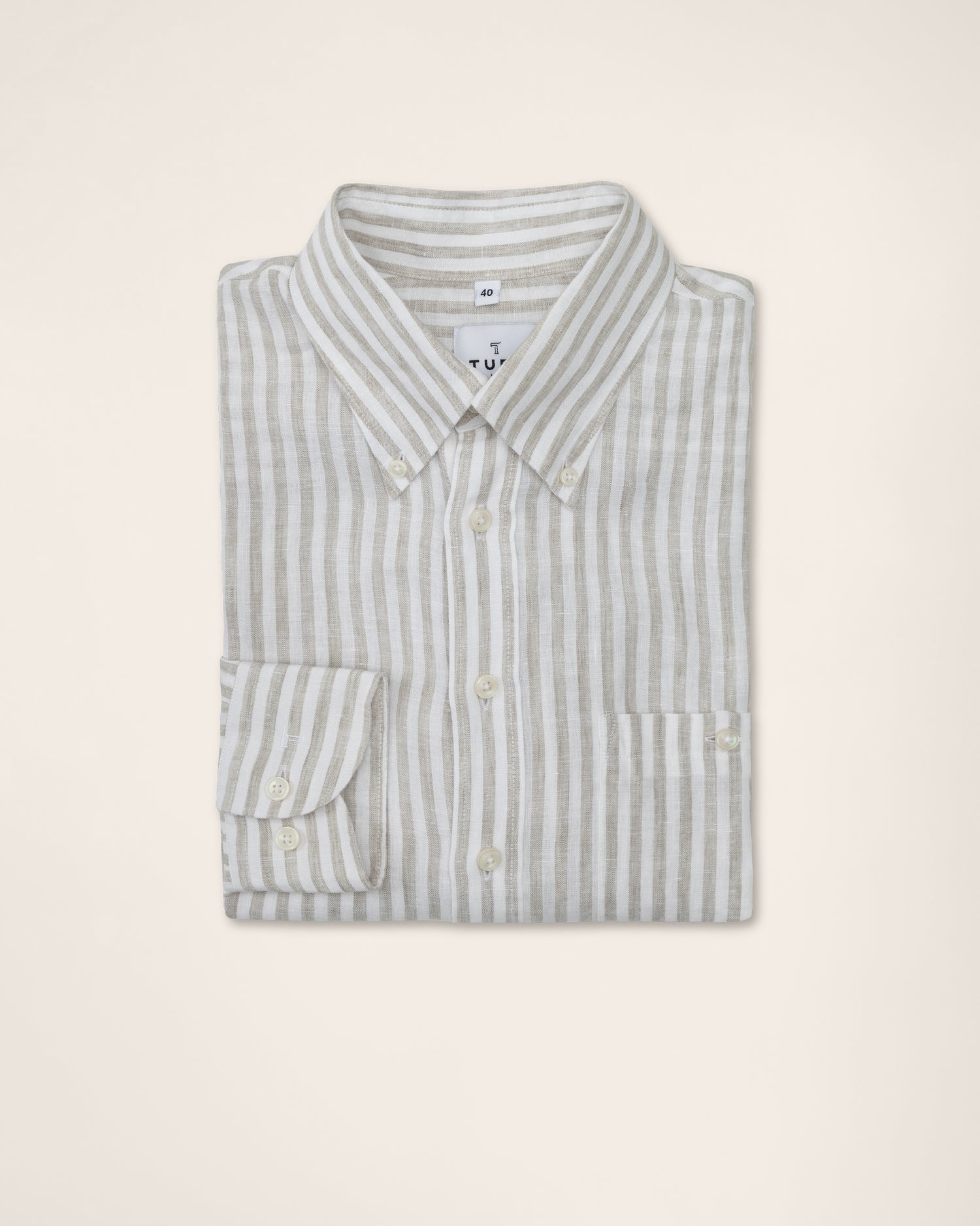 Beige Stripe Linen Shirt