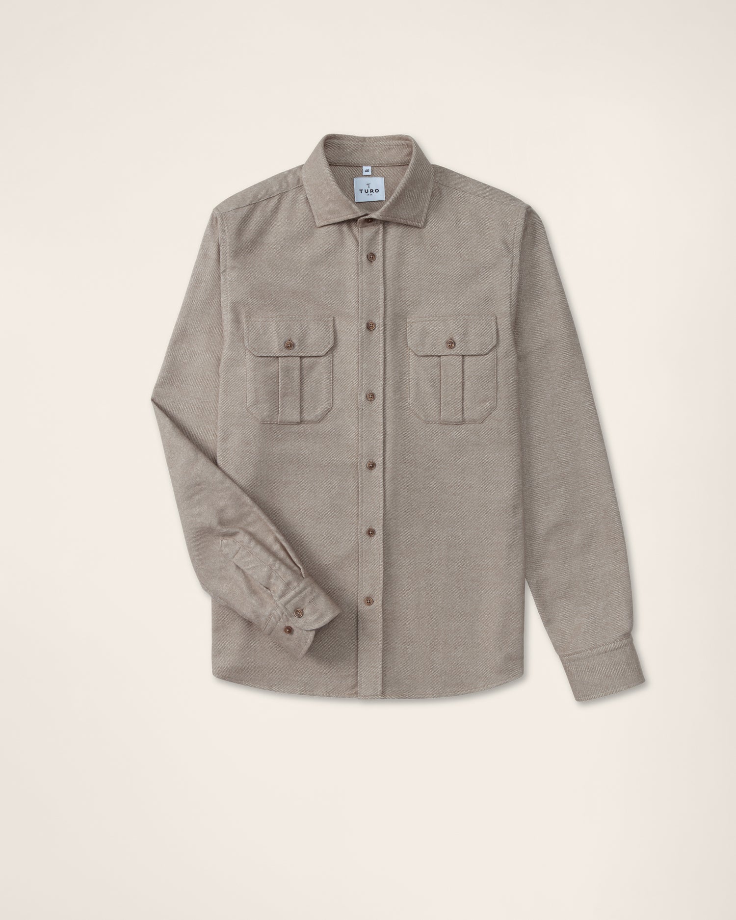 Casual Flannel Shirt in Beige