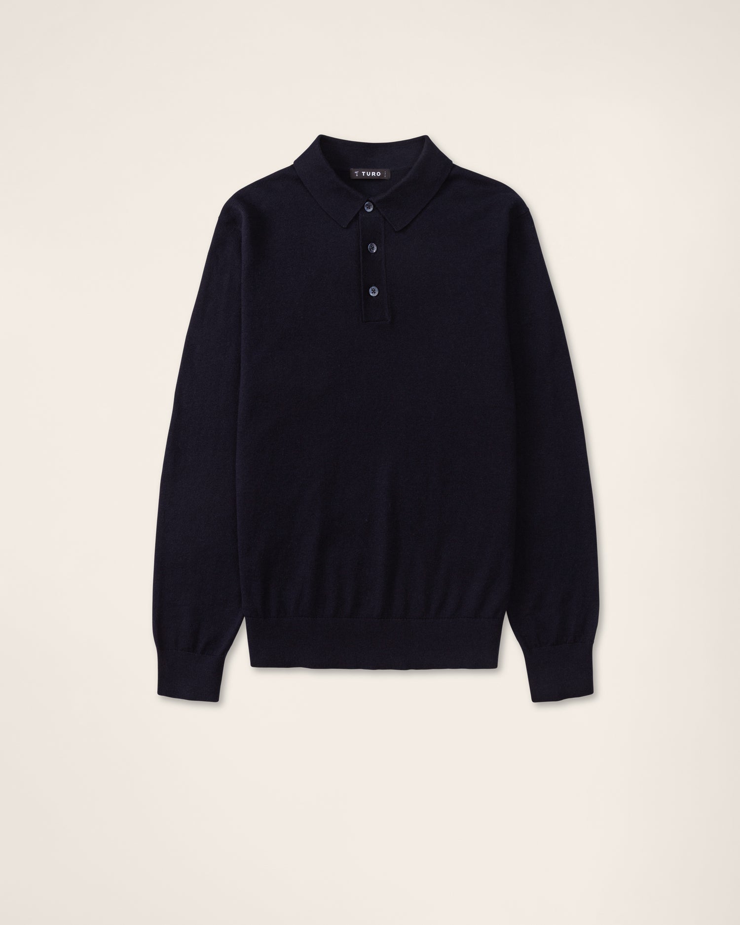 Long Sleeve Polo in Navy