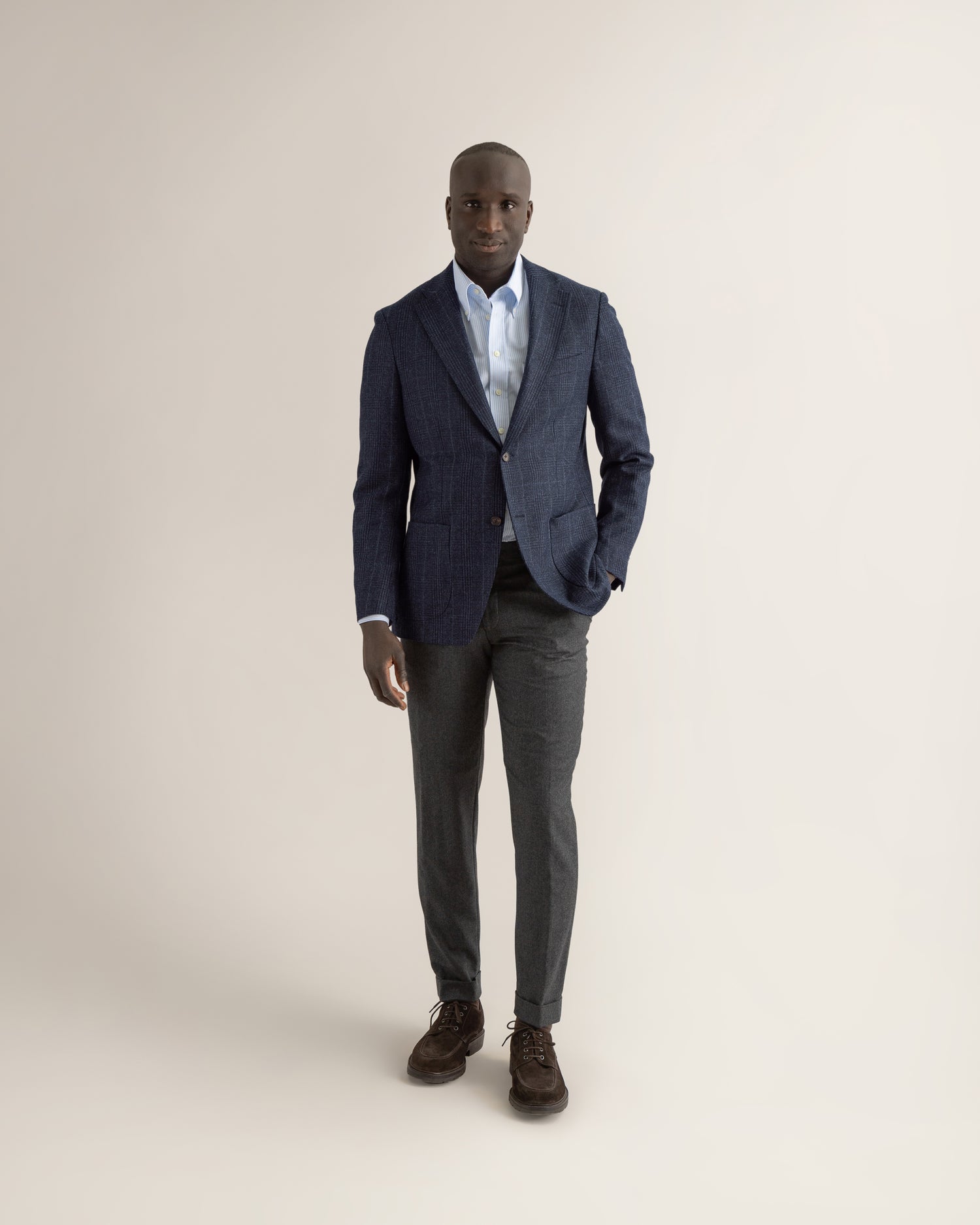 Dark Blue Checkered Blazer