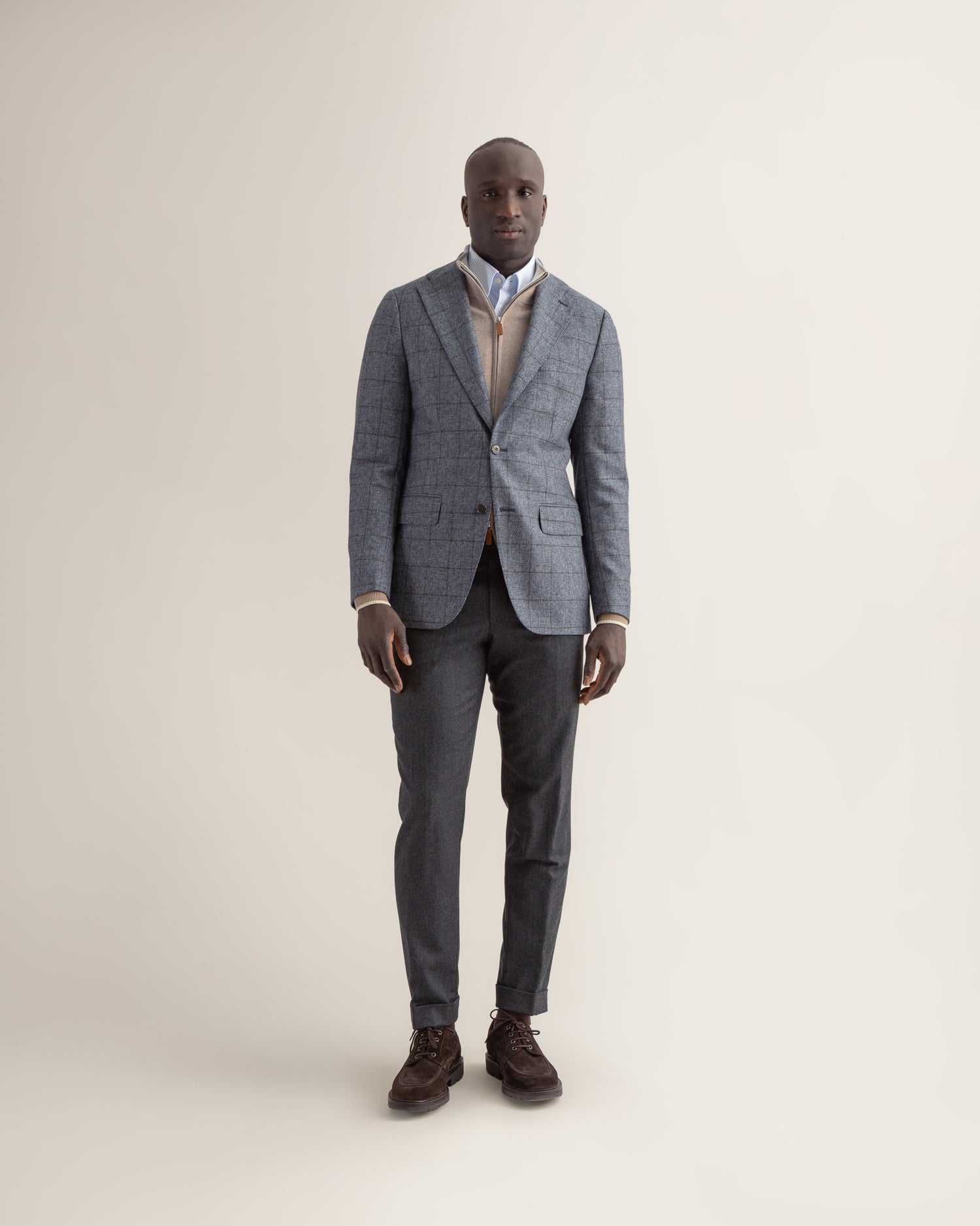 Blue Blazer in Windowpane Check