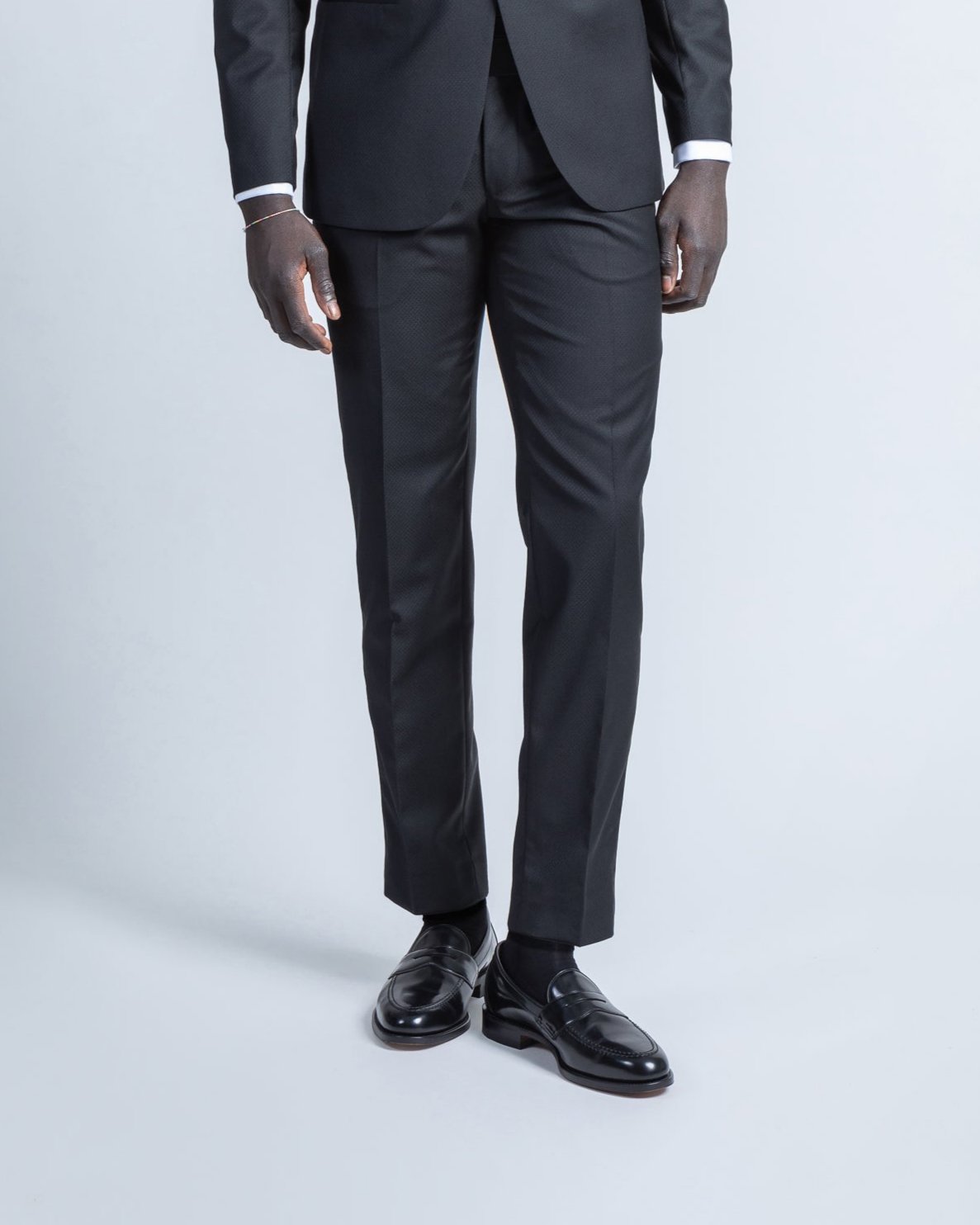 Black Tuxedo Trousers in Playful Reda Wool (9560948539722)