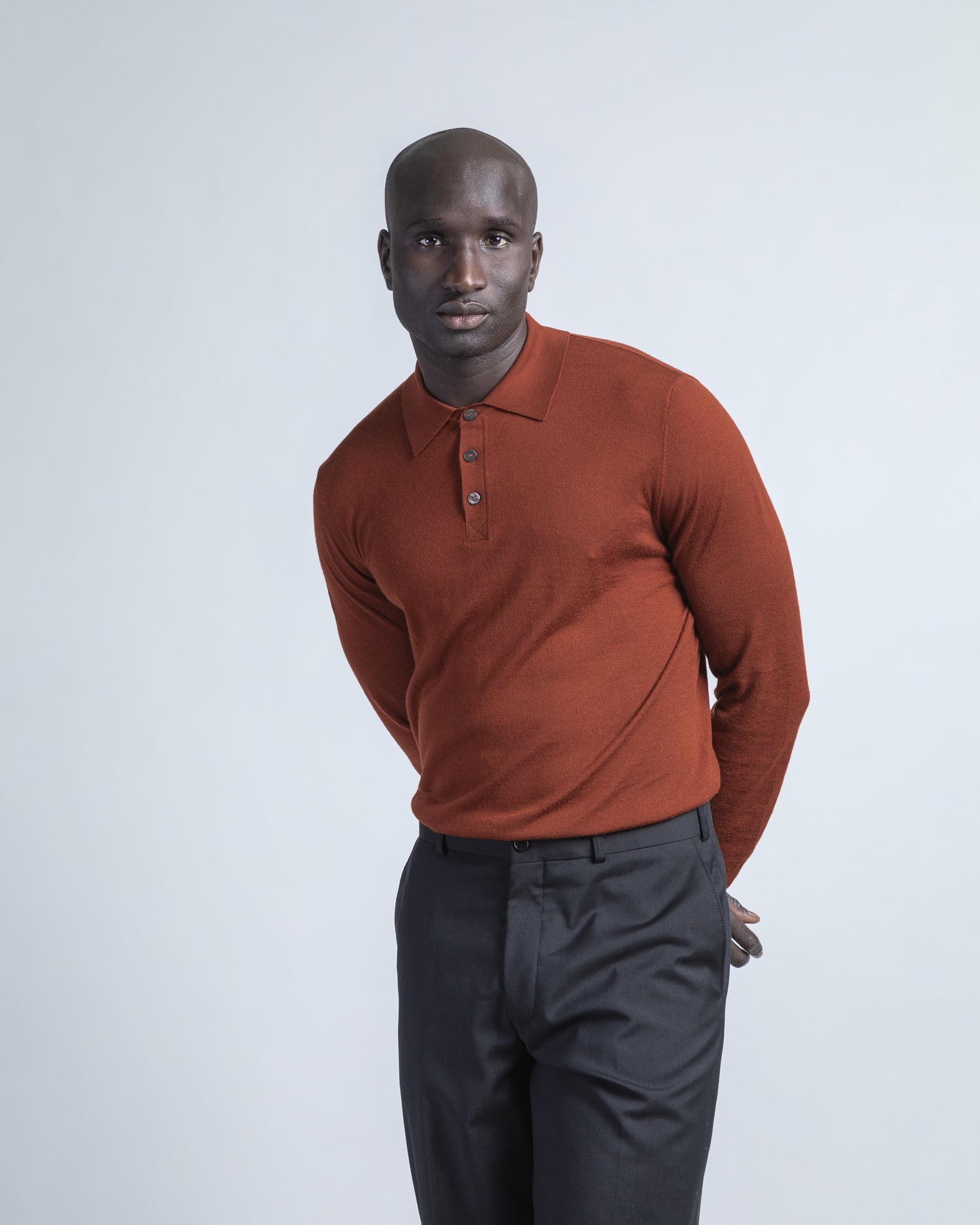 Luxurious Merino Polo in Terracotta (9374372888906)