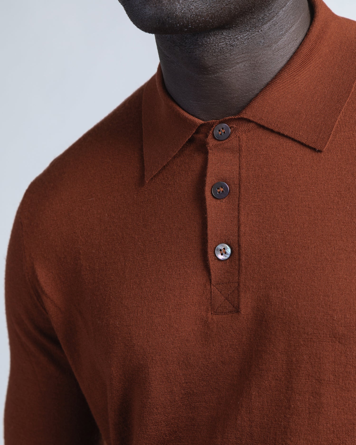 Luxurious Merino Polo in Terracotta (9374372888906)