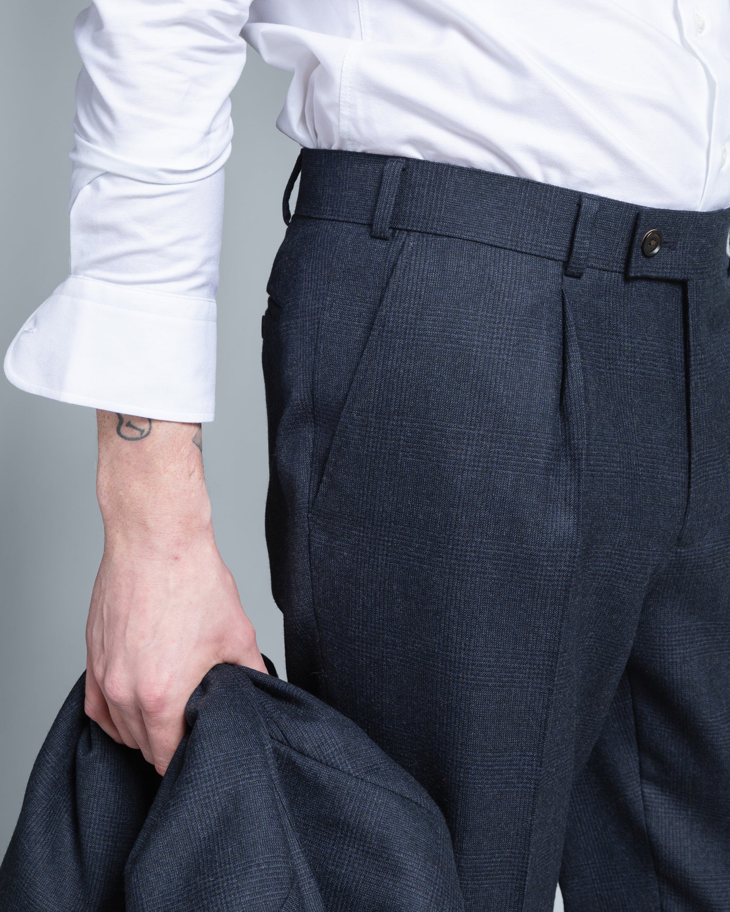 Navy Flannel Suit with Check (10256813883722)
