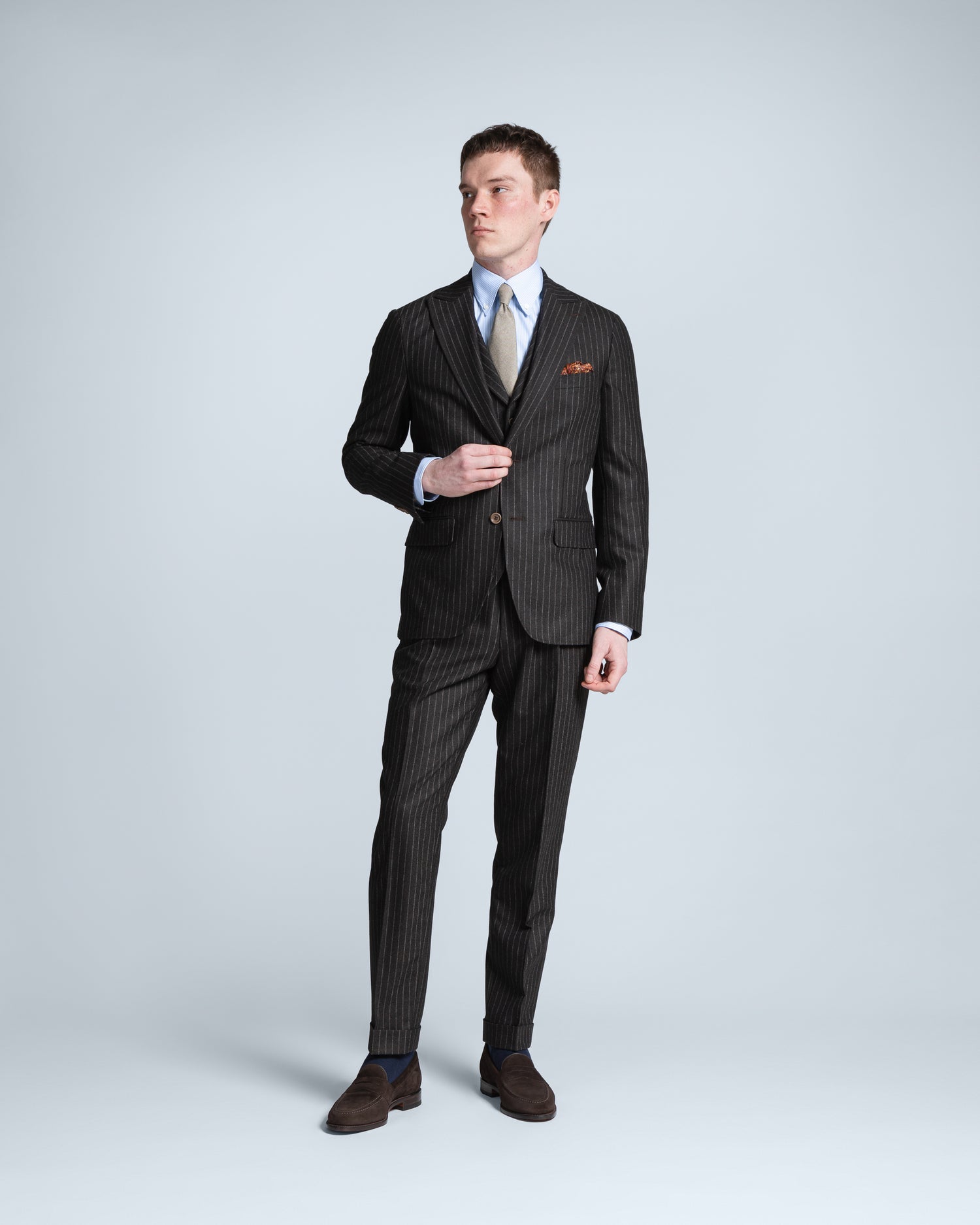 Exclusive Pinstripe Suit in Dark Brown (10266154598730)