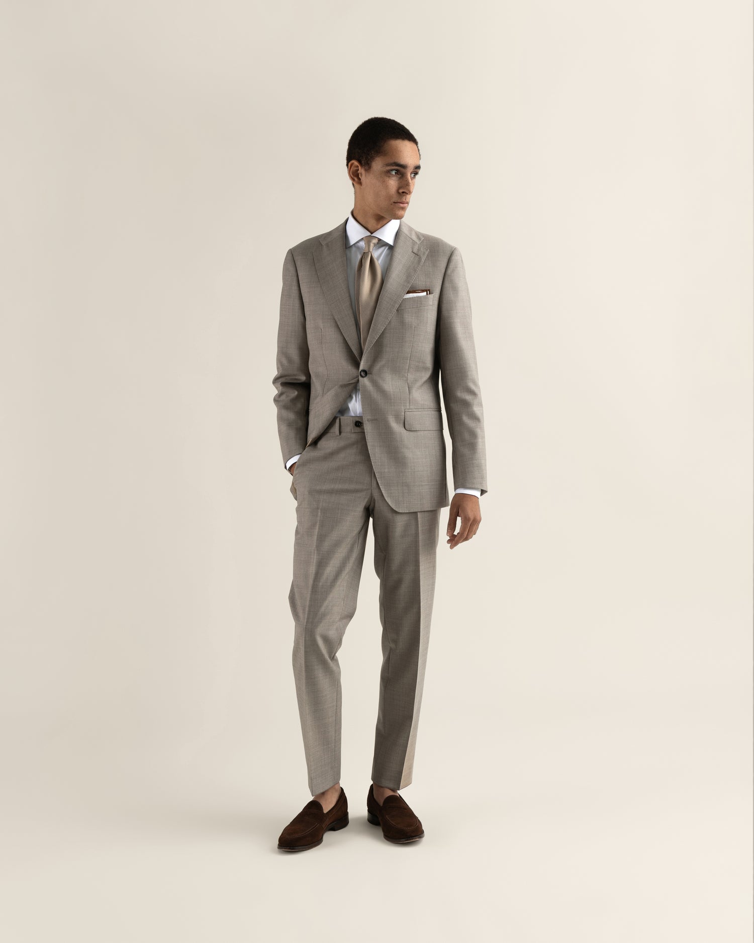Premium Wool Suit in Light Beige