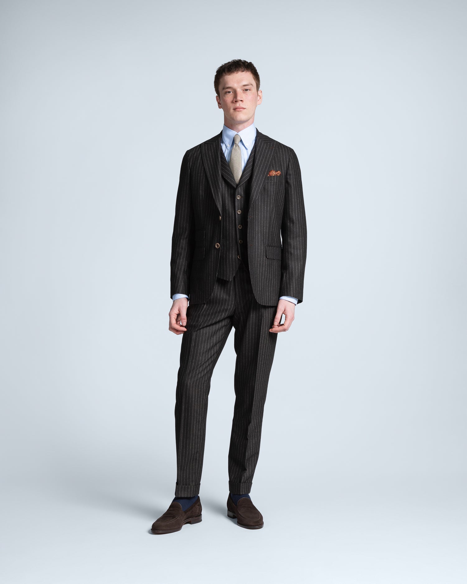 Exclusive Pinstripe Suit in Dark Brown (10266154598730)