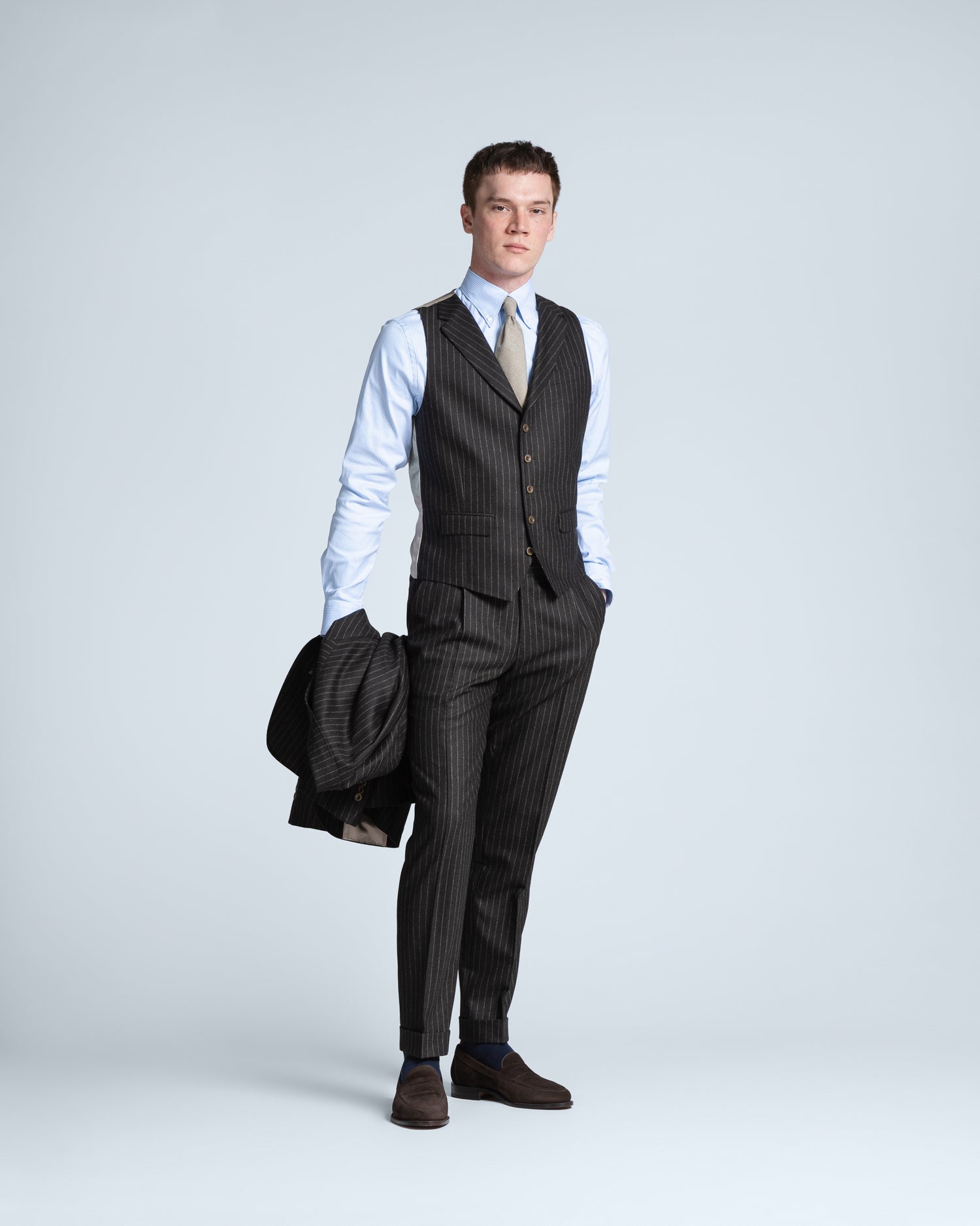 Exclusive Pinstripe Suit in Dark Brown (10266154598730)
