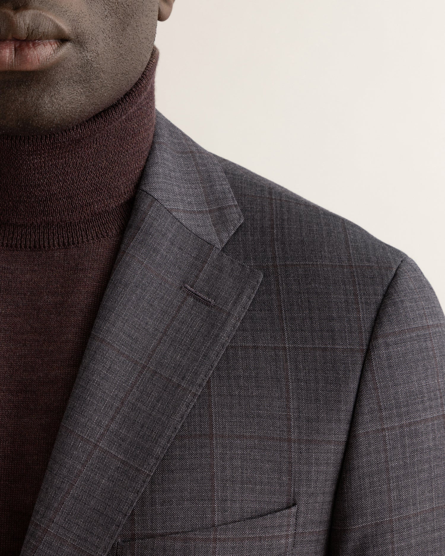 Premium Wool Suit in Navy Check