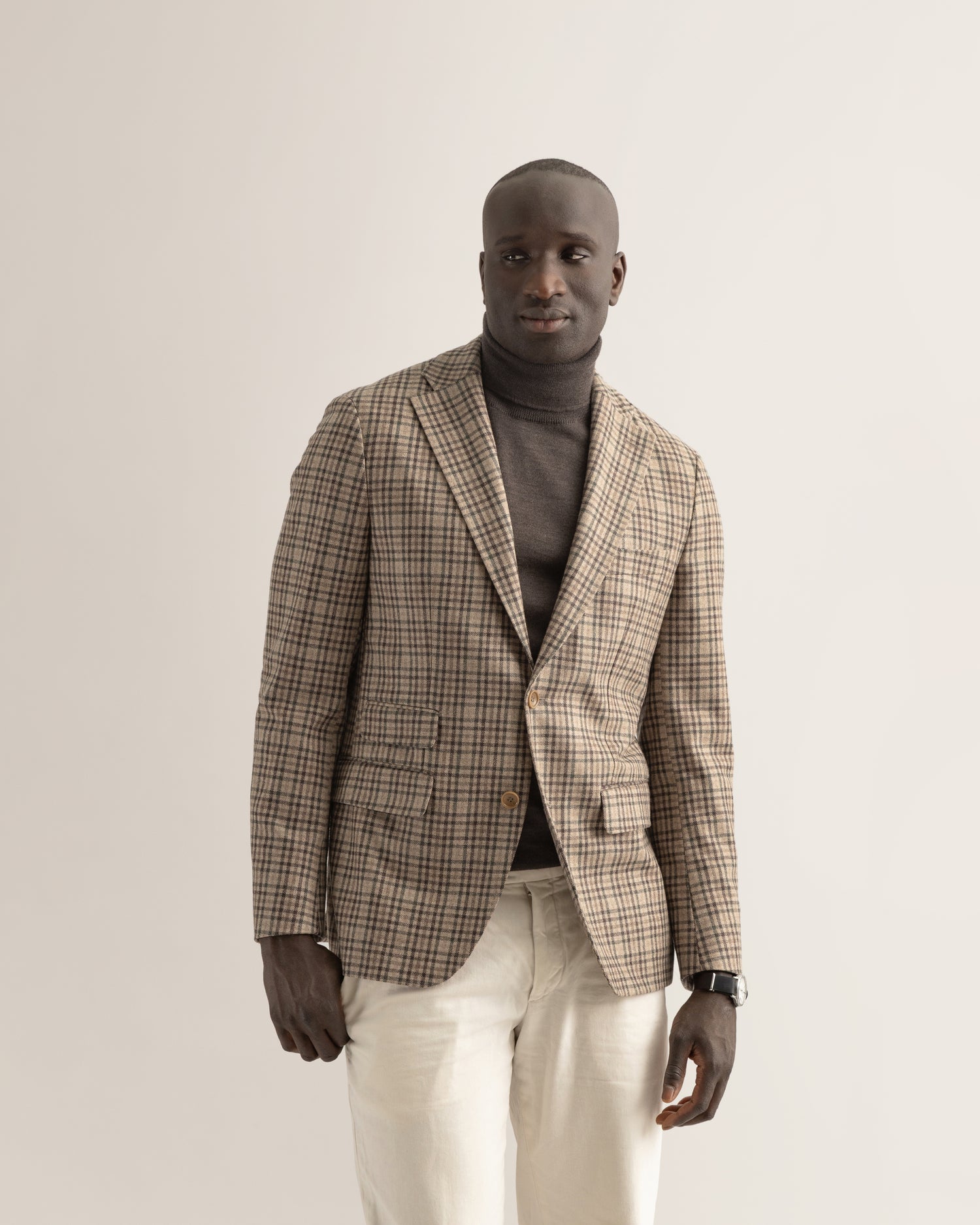 Plaid Blazer in Beige