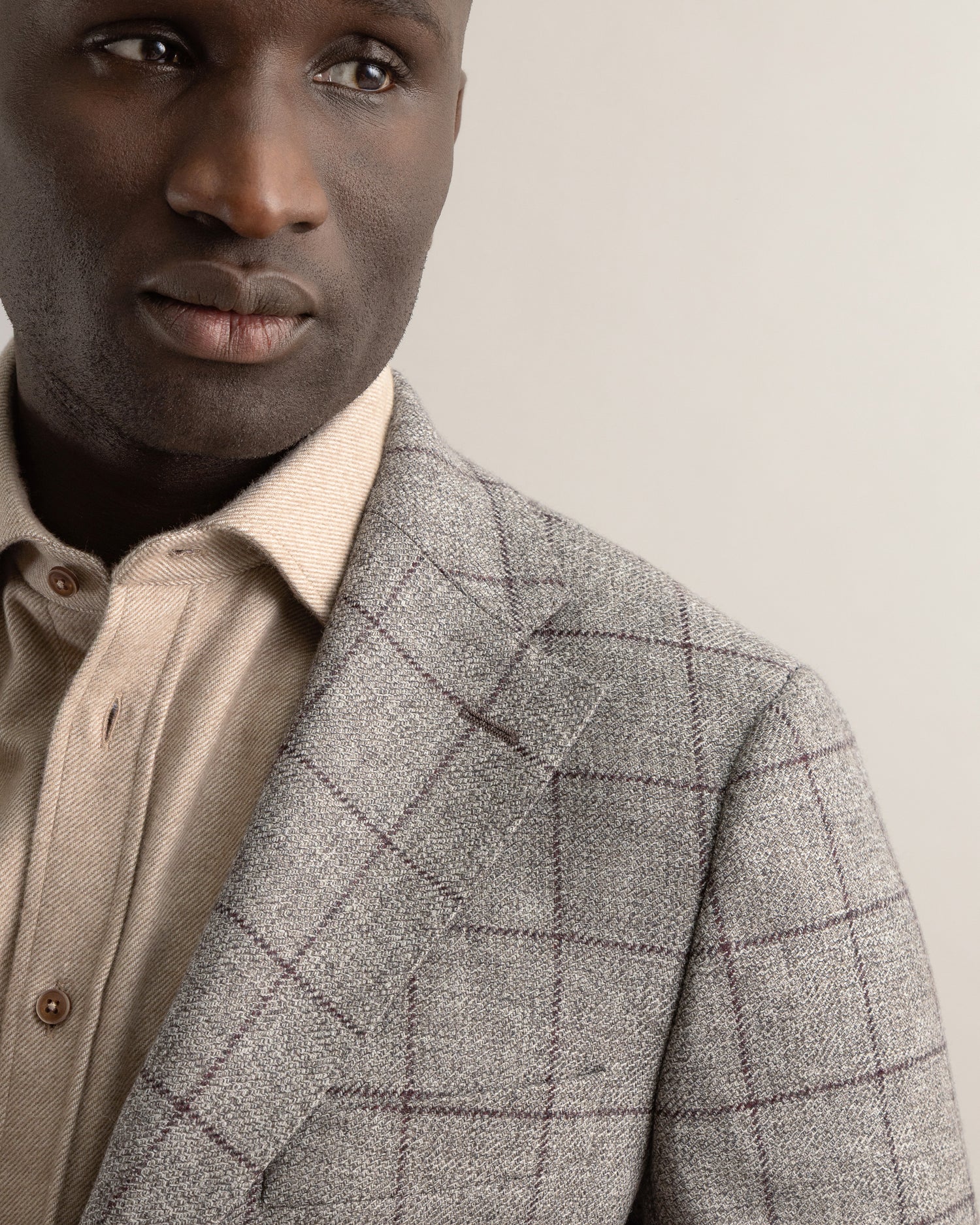 Grey Blazer in Windowpane Check