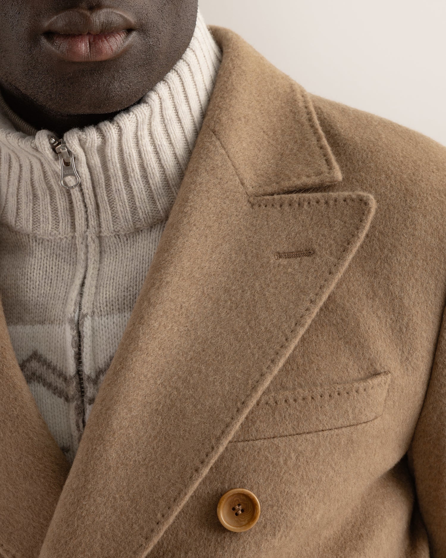 Double-Breasted Overcoat in Camel Hair