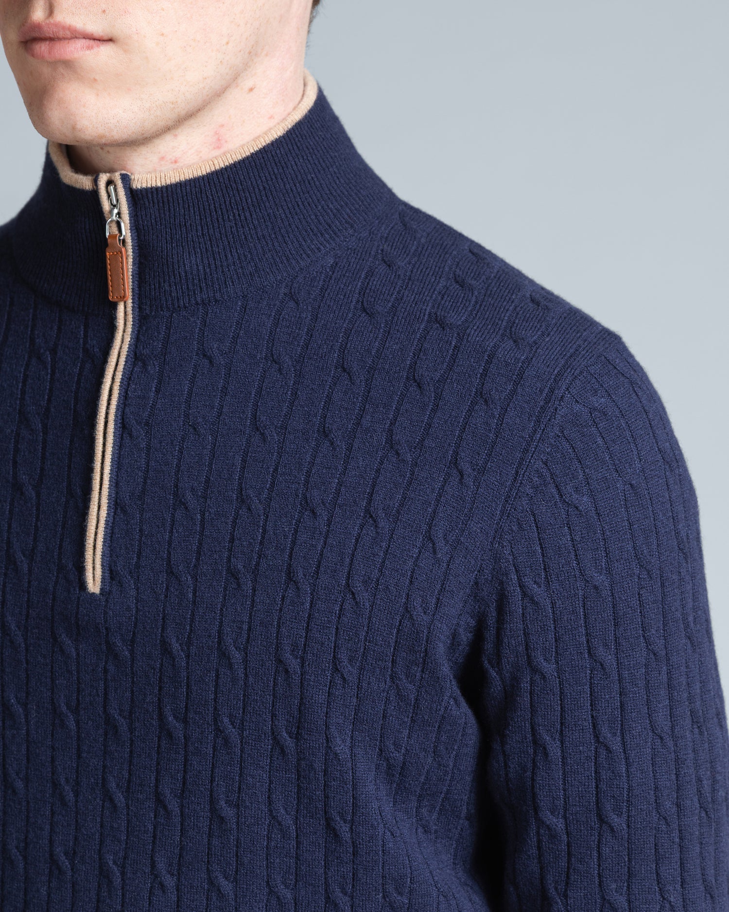 Navy Cable Zip Neck (10259267453258)