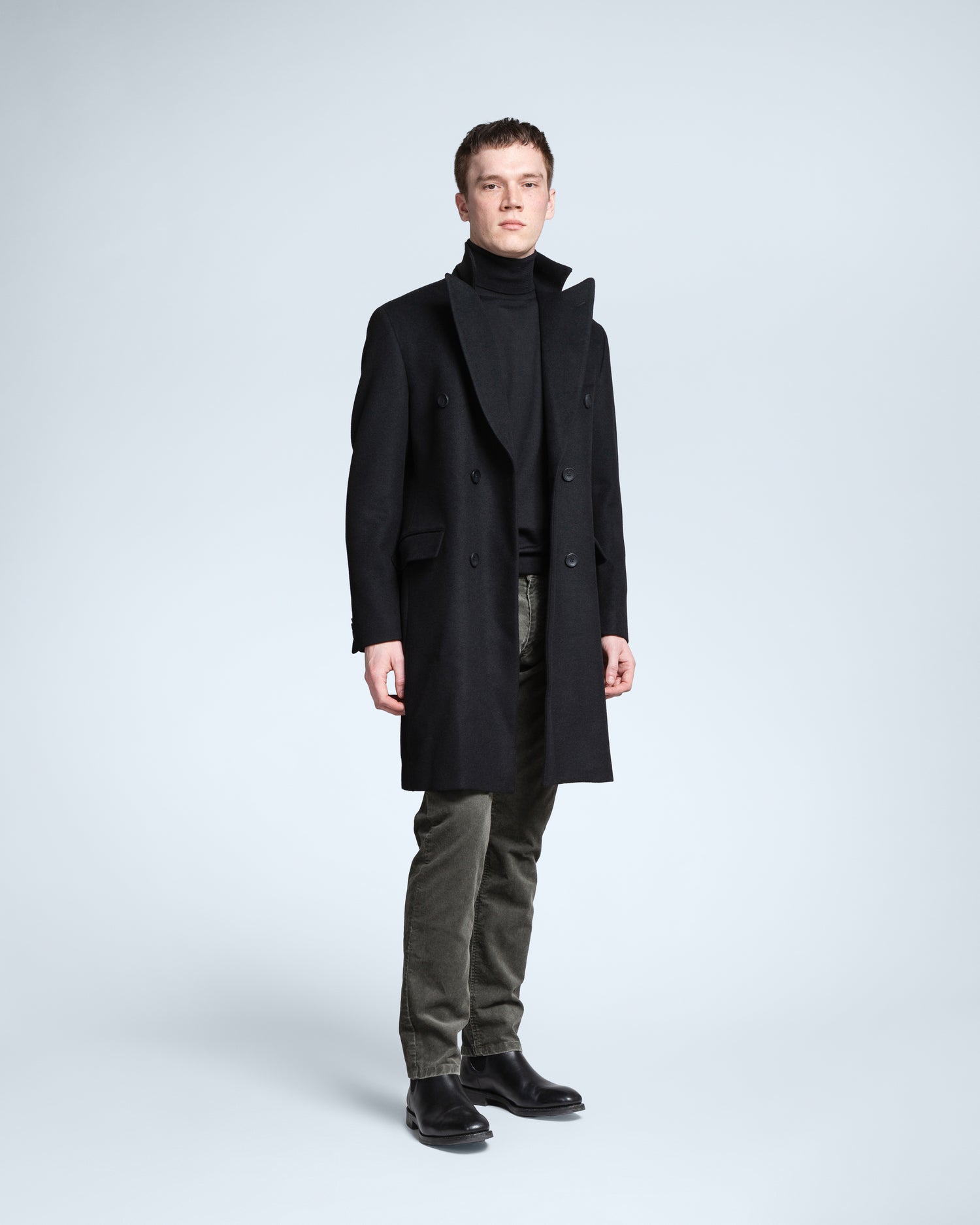 Double-breasted Overcoat in Black (9396731969866)