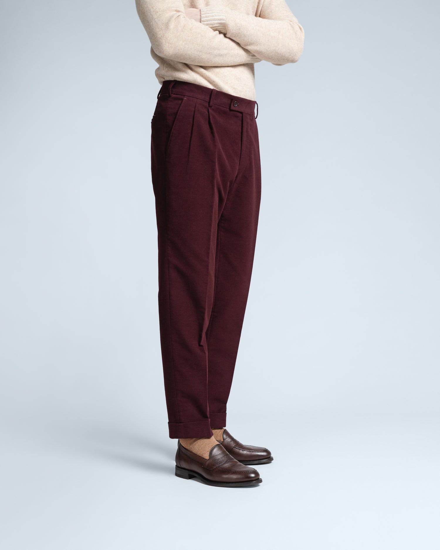 Casual Moleskin Trousers in Burgundy (10287511535946)