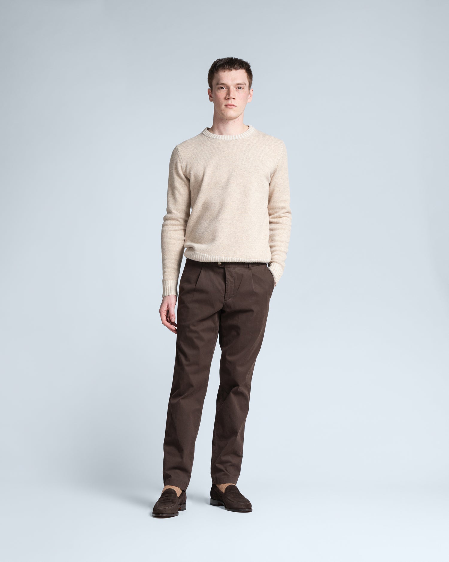 Crew Neck Jumper in Light Beige (10282025812298)
