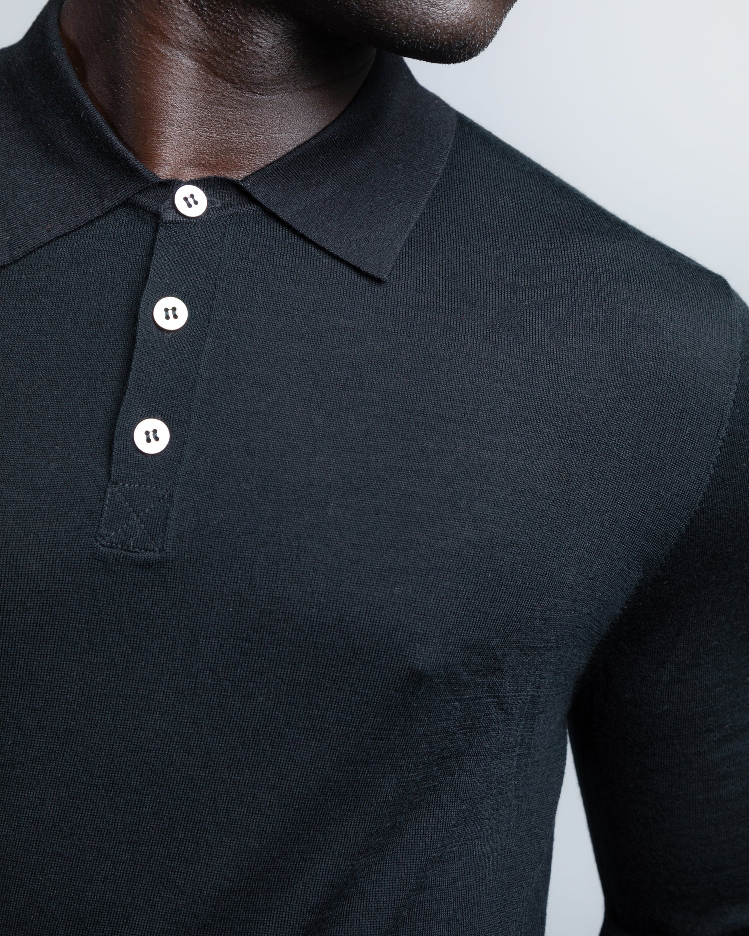 Luxurious Merino Polo in Black (9374303682890)