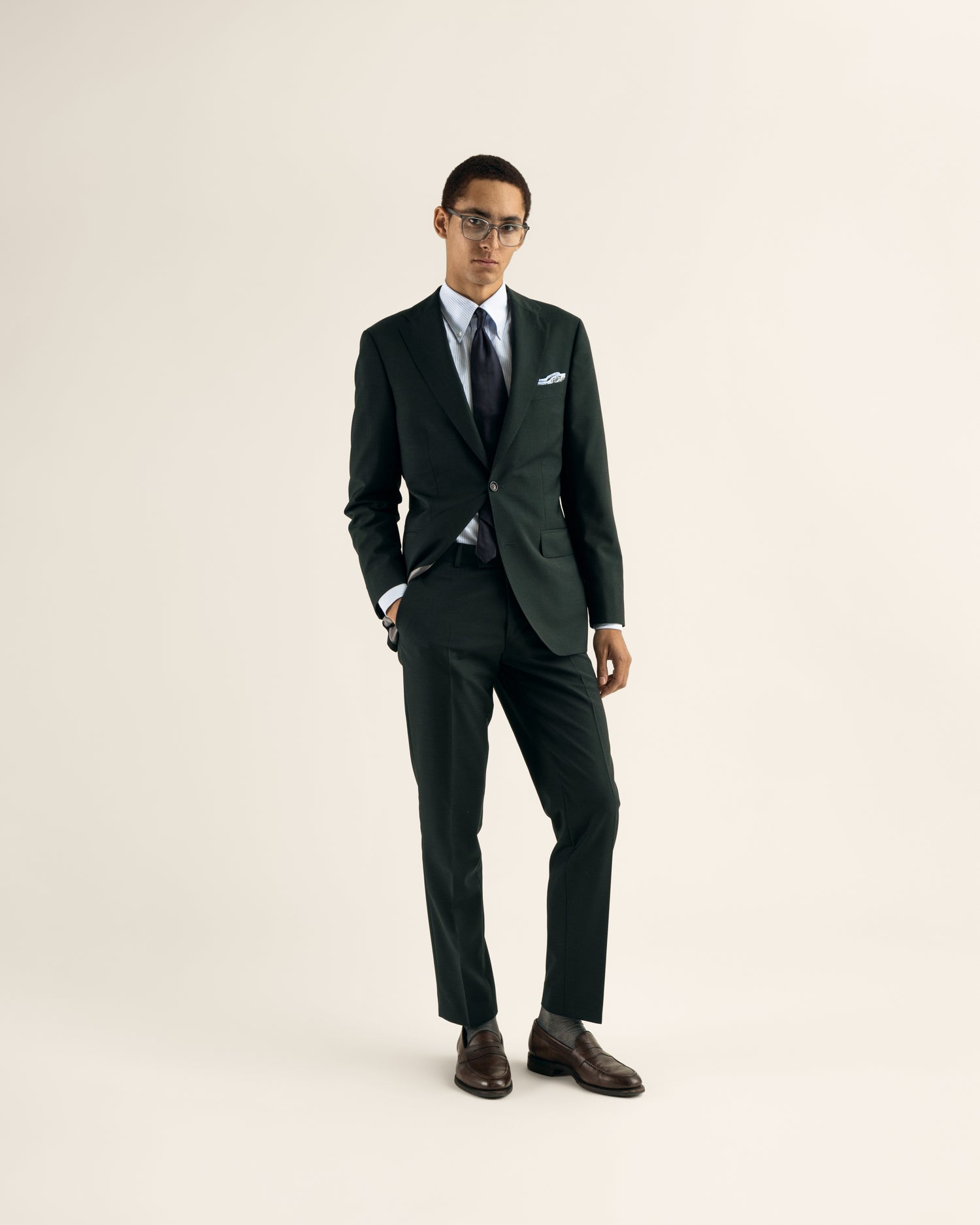 Wool-Mohair Suit in Dark Green
