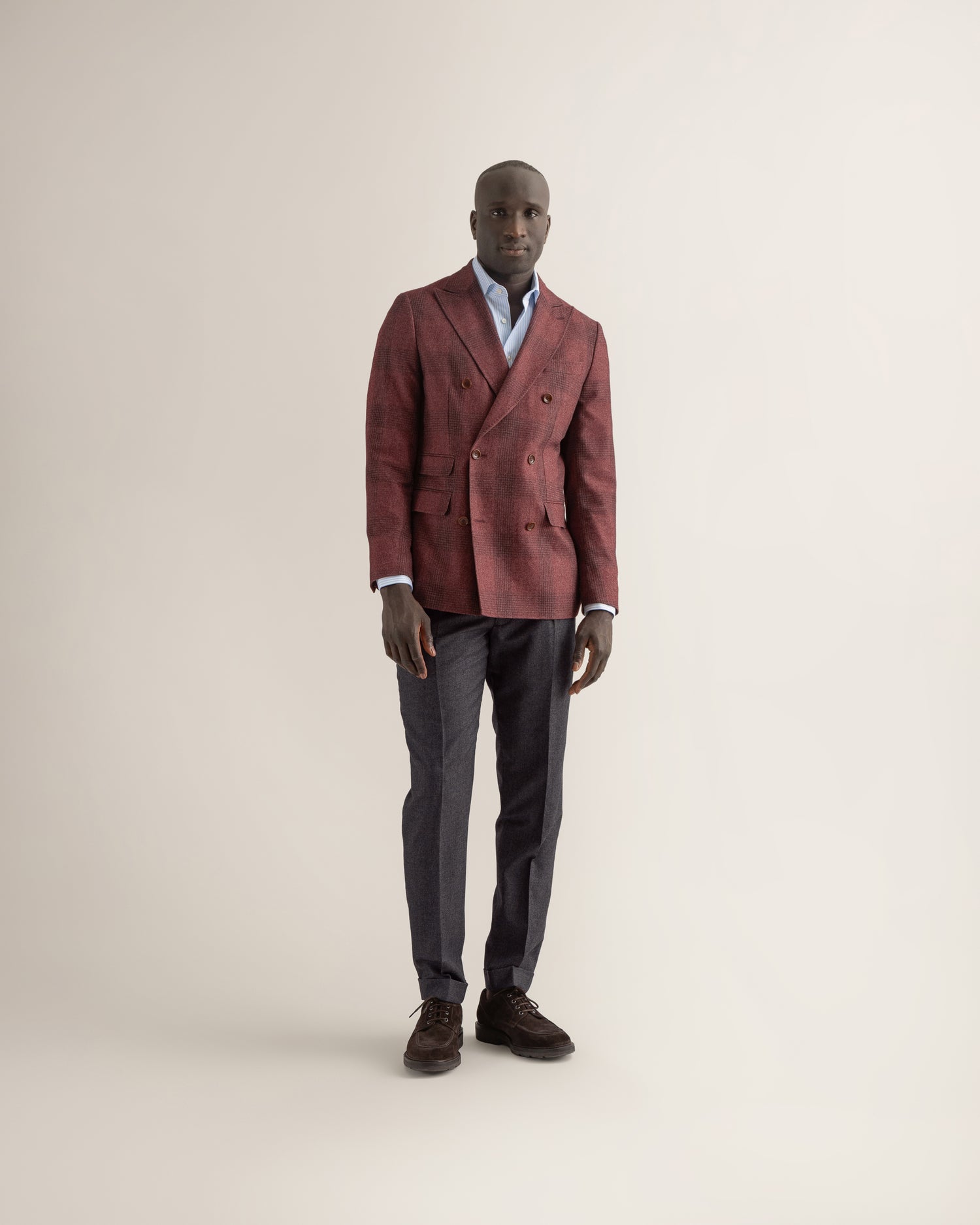 Wool-Cashmere Blazer in Raspberry Red