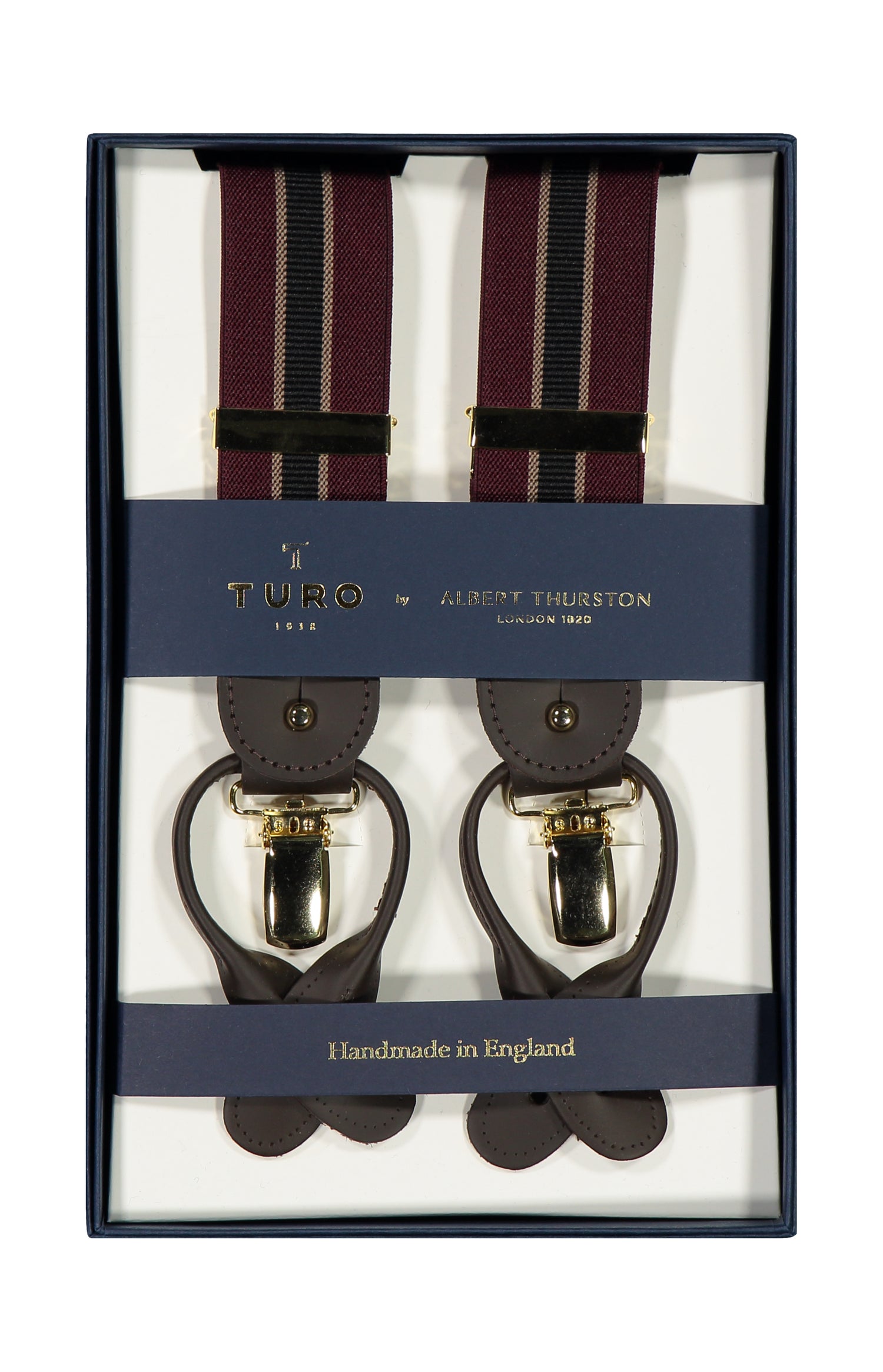 Turo X Albert Thurston Burgundy Stripe Suspenders (6660308697150)