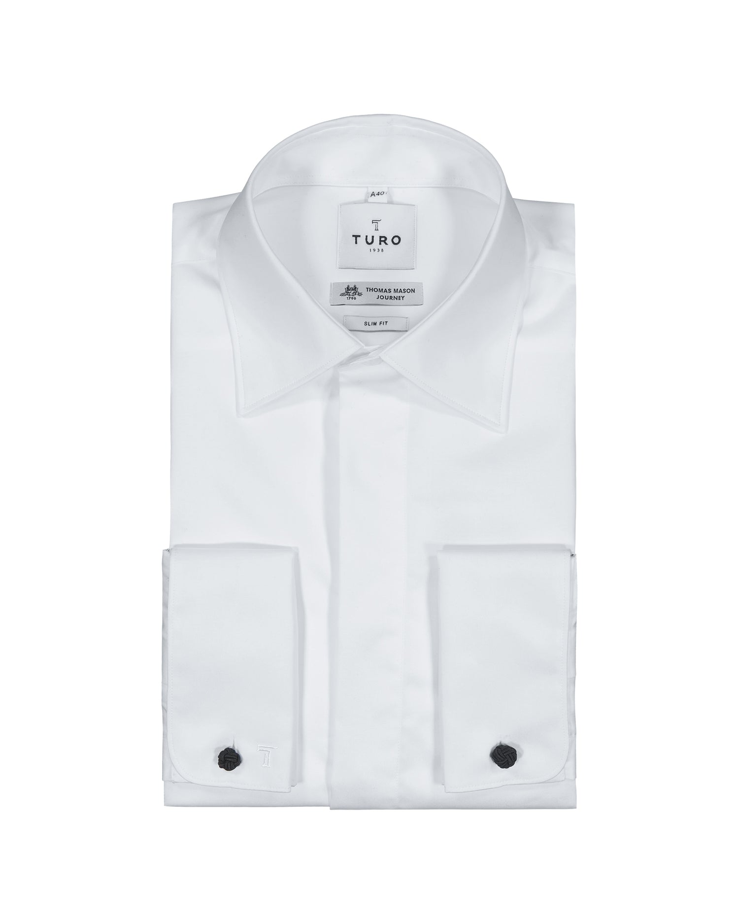 Slim fit ceremonial shirt in Thomas Mason journey (8547366437194)