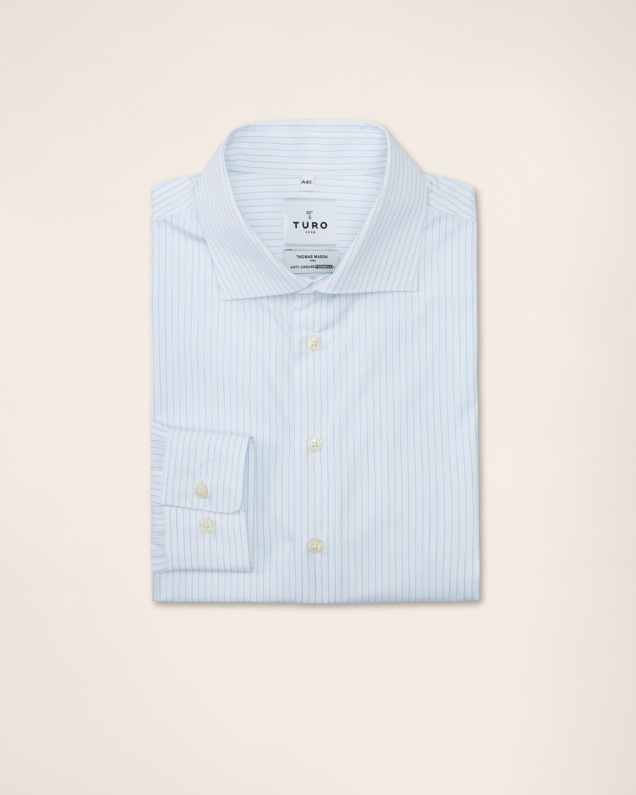 White Pinstripe Shirt in Thomas Mason Cotton – Turo
