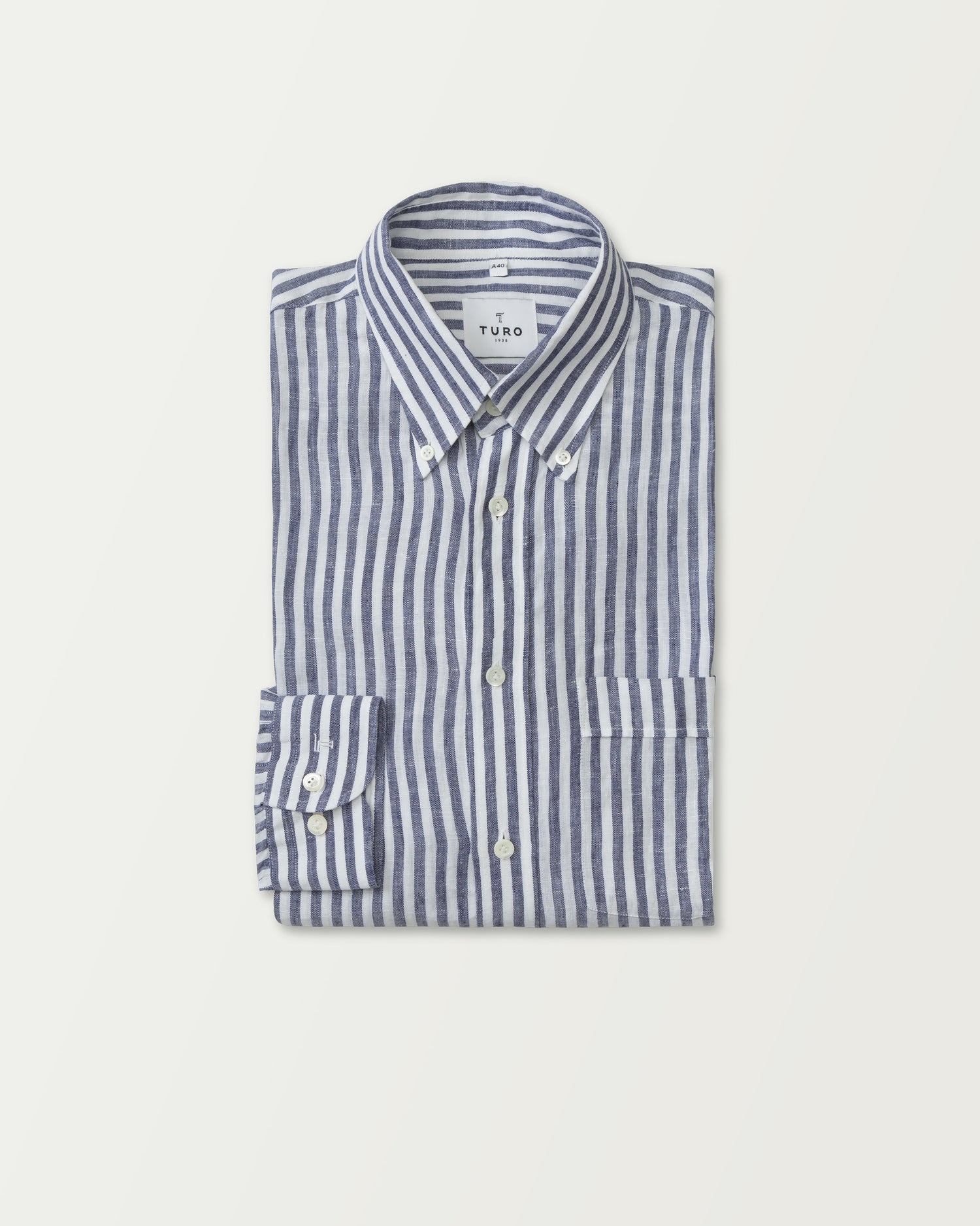 Navy & White Stripe Linen Shirt (8669805936970)
